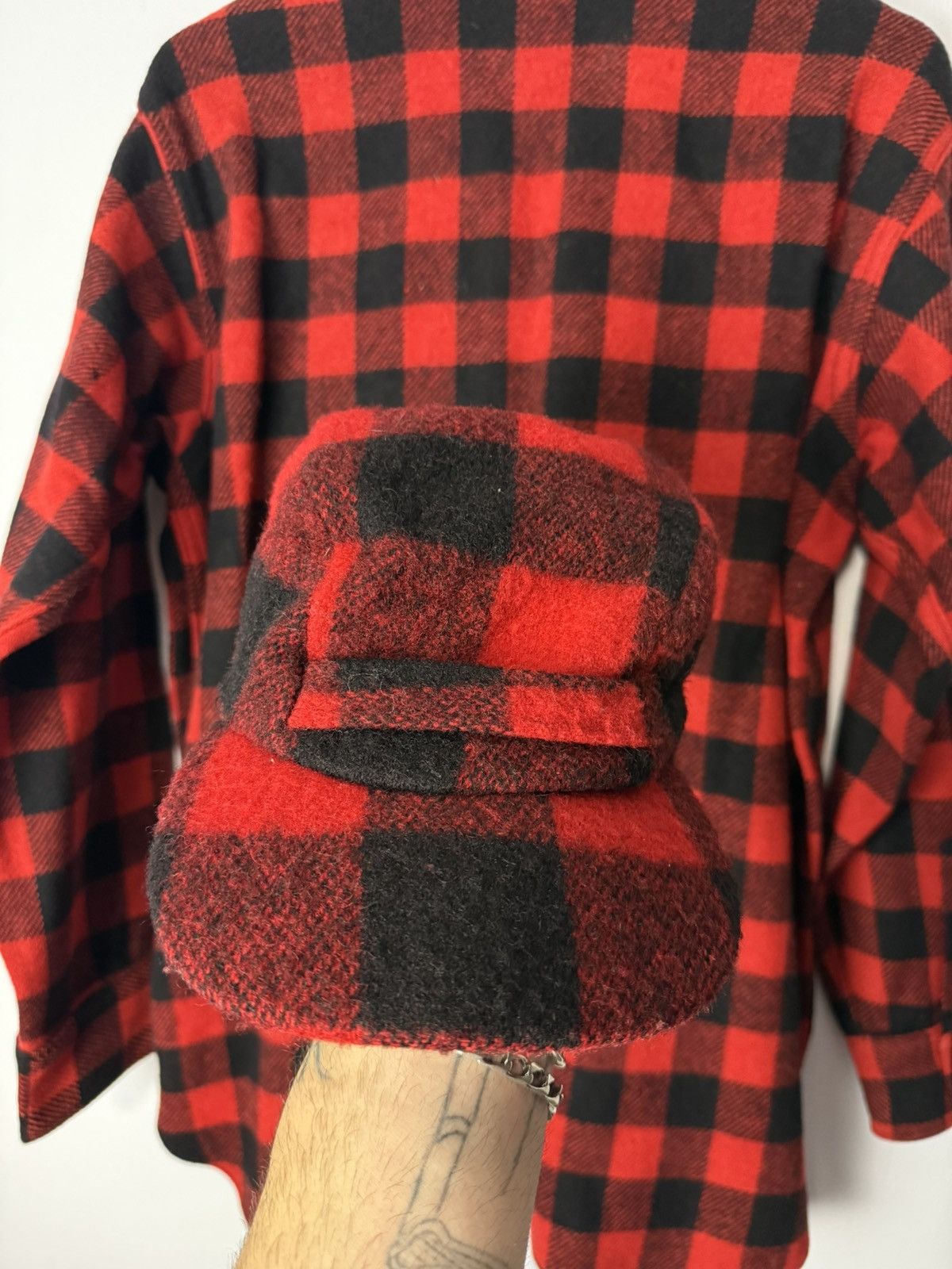 Woolrich Woolen Mills Vintage 1950s Woolrich Flannel Red/Black With Hat Size US L / EU 52-54 / 3 - 10 Thumbnail