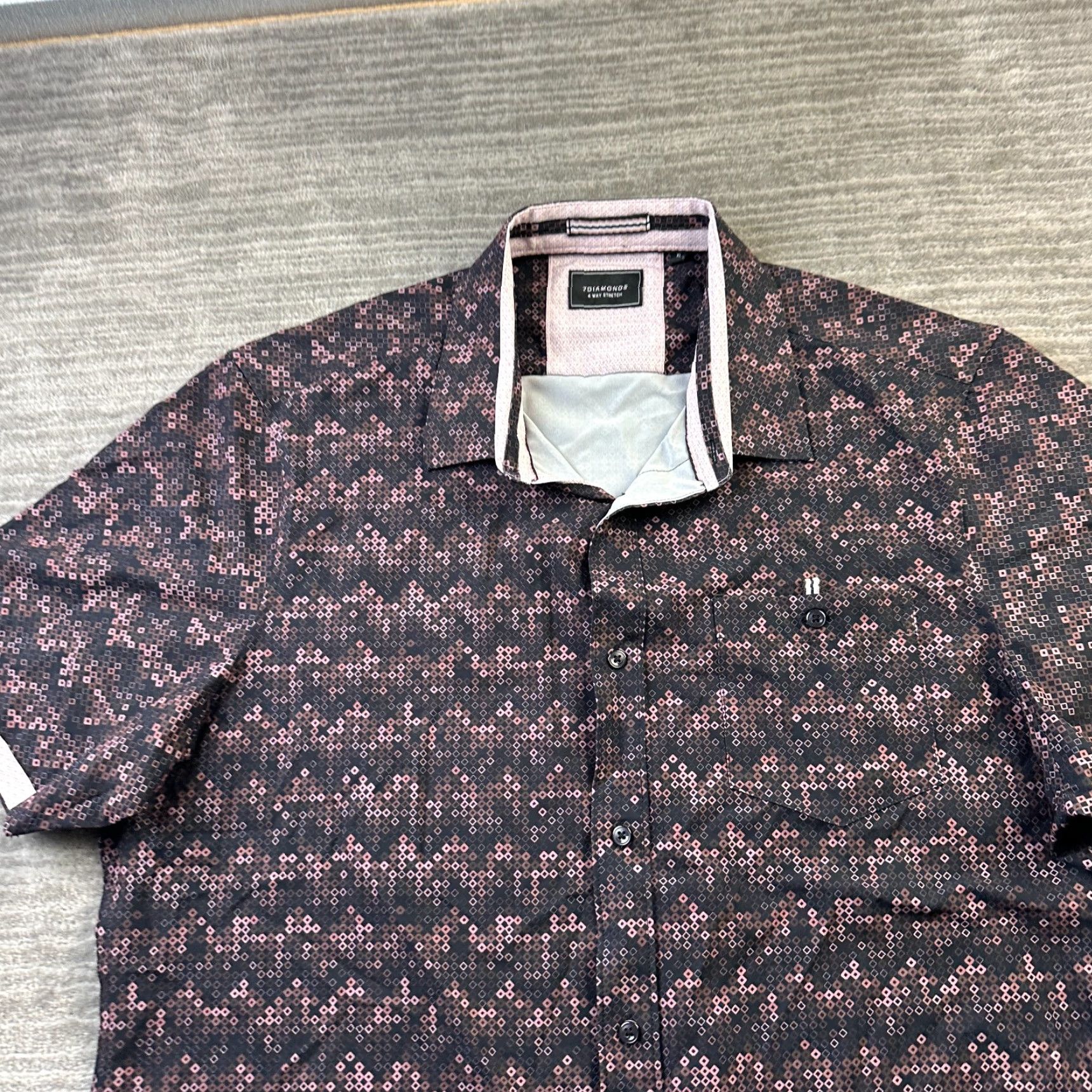 Vintage 7 Diamonds Shirt Mens Extra Large 4 Way Stretch Button Up Geometric Size US XL / EU 56 / 4 - 4 Thumbnail