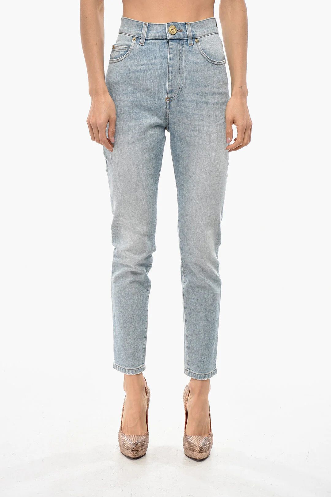 Balmain og1mm0326 Slim Fit Denim Jeans in Light Blue Size 38" / US 16 / IT 52 - 1 Thumbnail