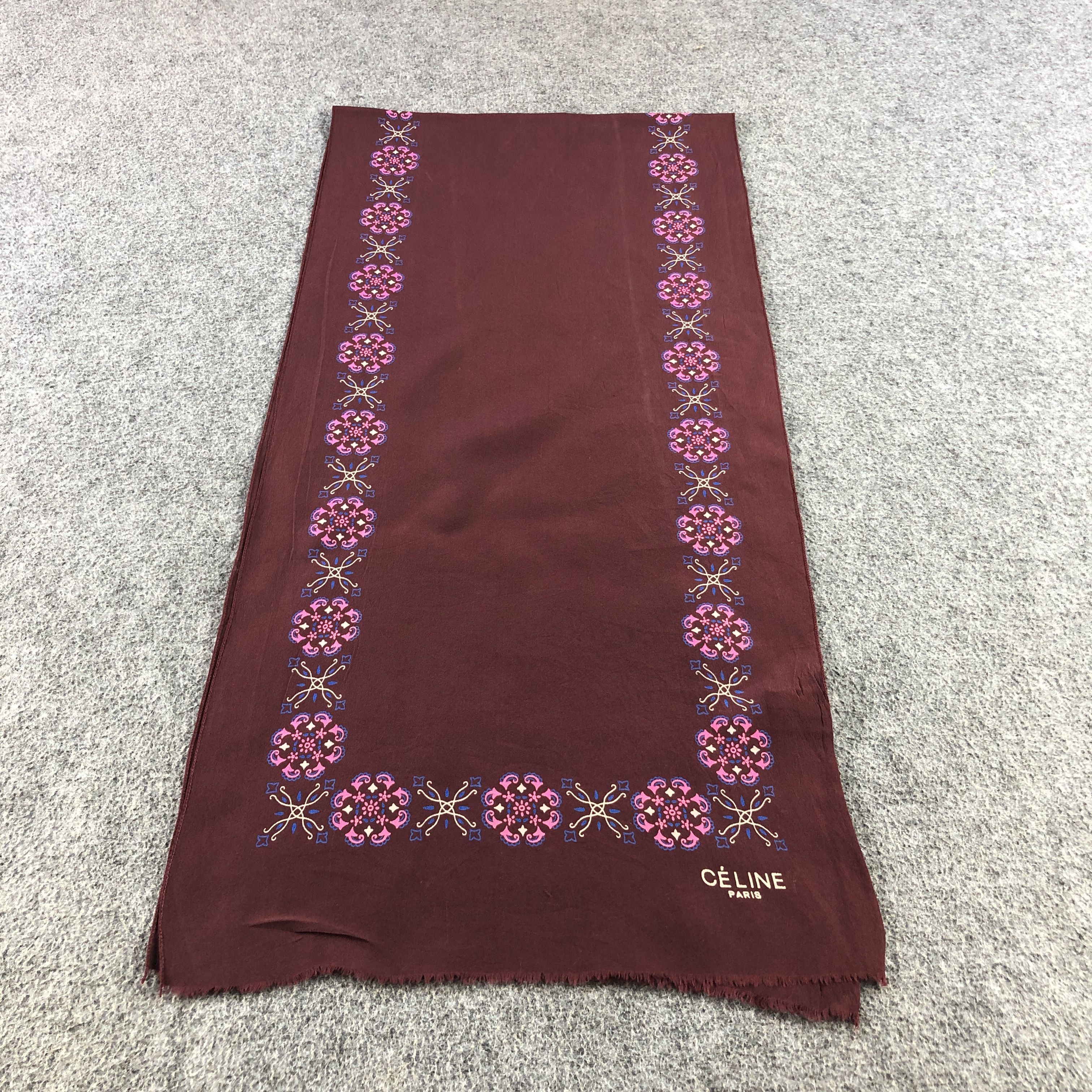 Celine Celine Floral Silk Stole Scarf Muffler Neckwear V2946 Size ONE SIZE - 2 Thumbnail