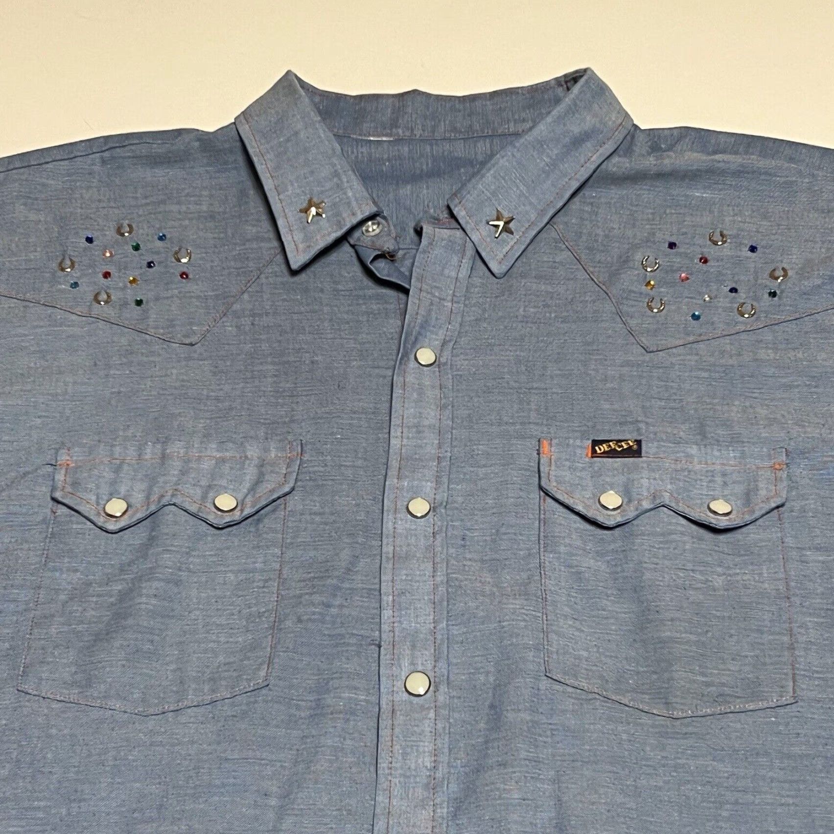 J Brand VINTAGE DEE CEE Western Shirt Cowboy Pearl Snap Blue Chambray 3XL Mens Size US XXL / EU 58 / 5 - 2 Thumbnail