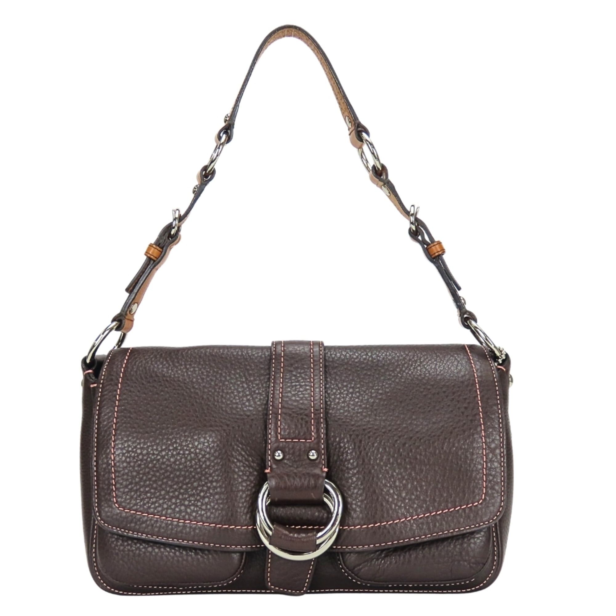 Coach Coach Shoulder Bag 8A41 Leather Dark Brown Silver Hardware One for Women COACH Size ONE SIZE - 1 Thumbnail
