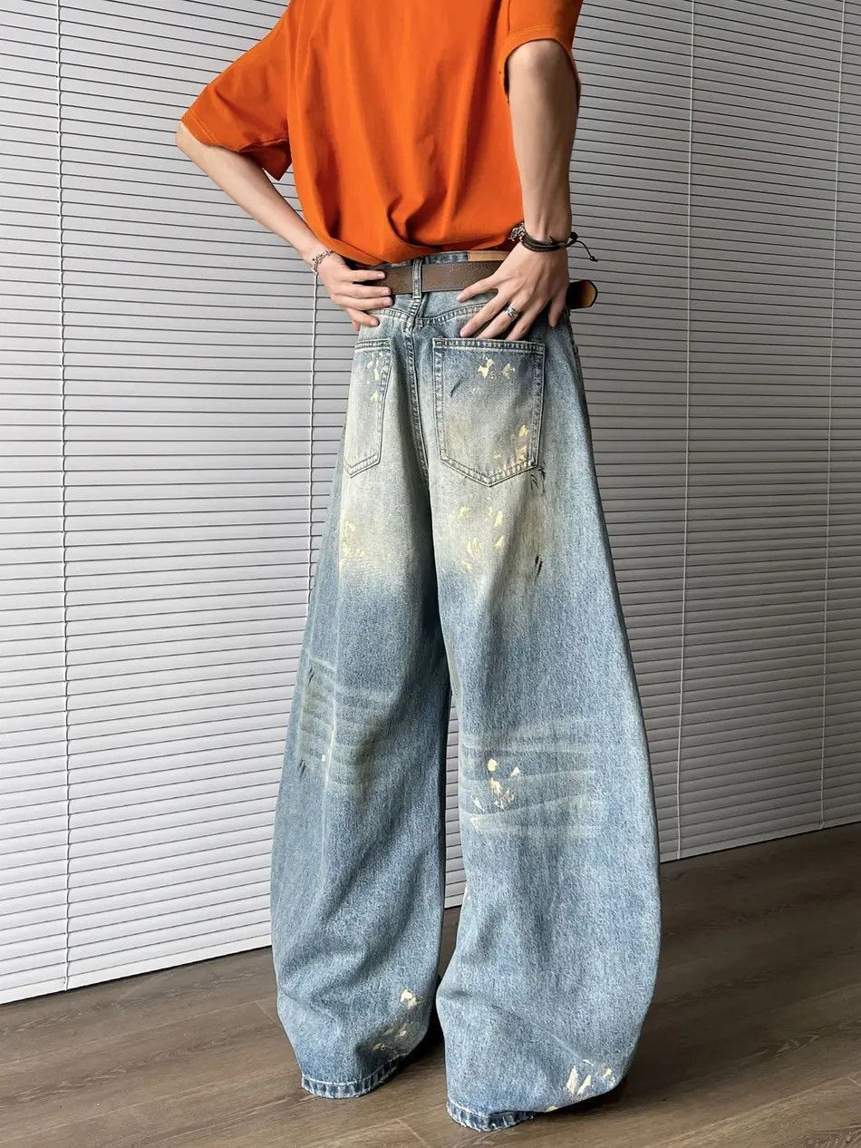 Japanese Brand Retro loose splashed ink dirty dyed jeans Size US 32 / EU 48 - 3 Thumbnail