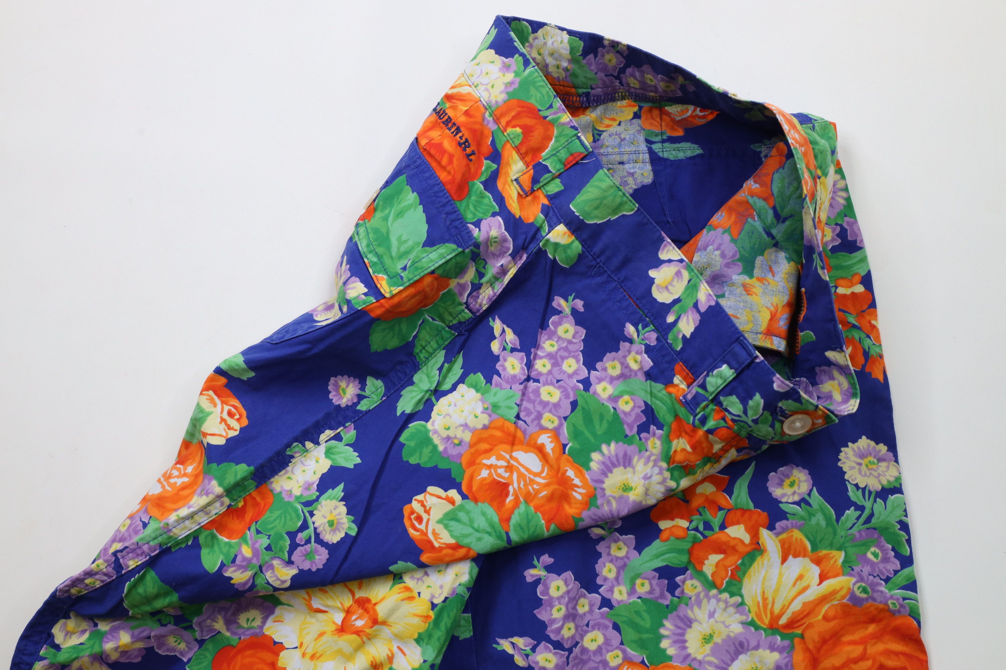 Ralph Lauren × Vintage Vintage 90s Ralph Lauren Flared Flower Capris Pants Cotton Size 30" / US 8 / IT 44 - 6 Thumbnail