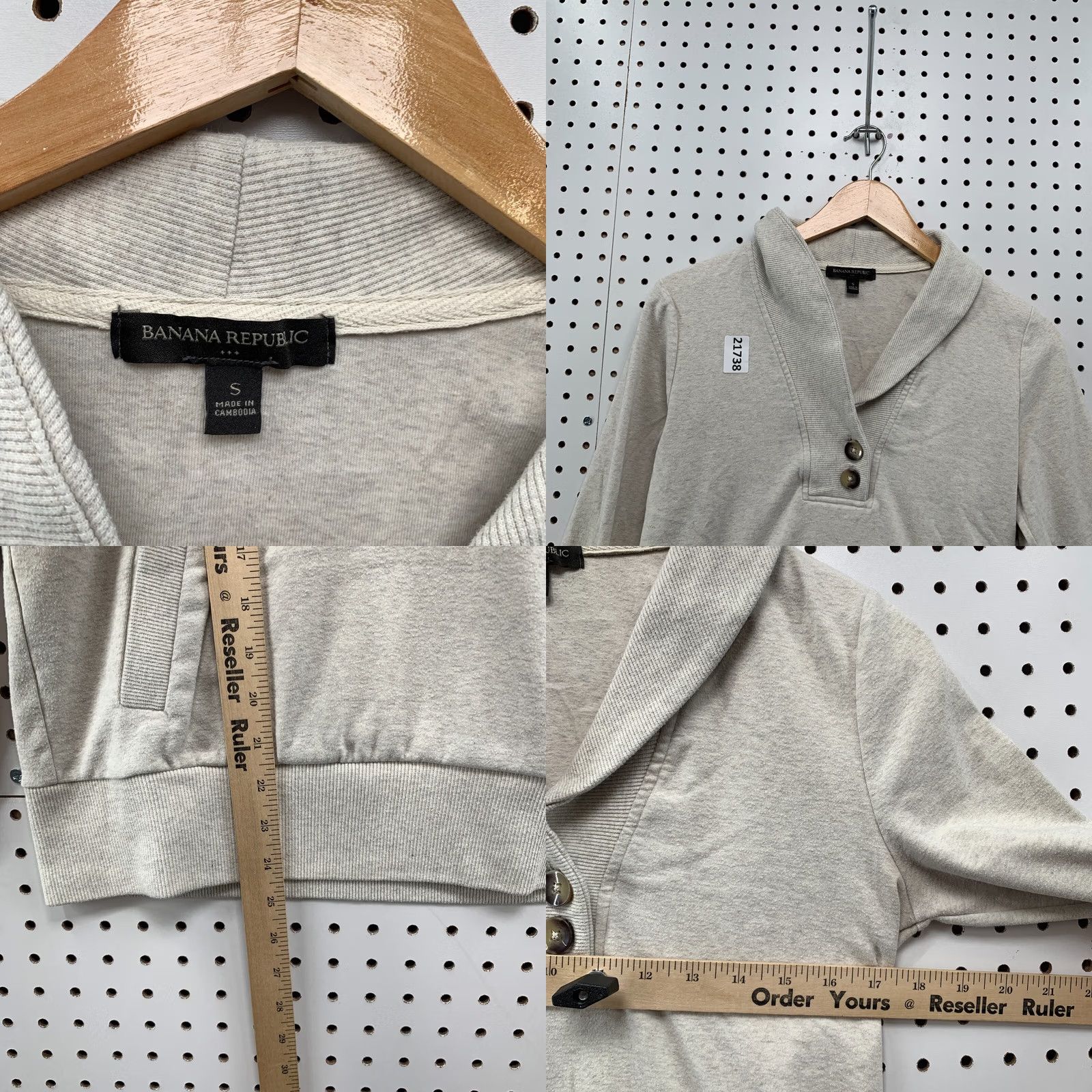 Banana Republic Banana Republic Cowl Neck Button Sweater Beige Womens Small Fits 18x25 Shirt Pullover Knit 1990s Womens Size S / US 4 / IT 40 - 8 Thumbnail