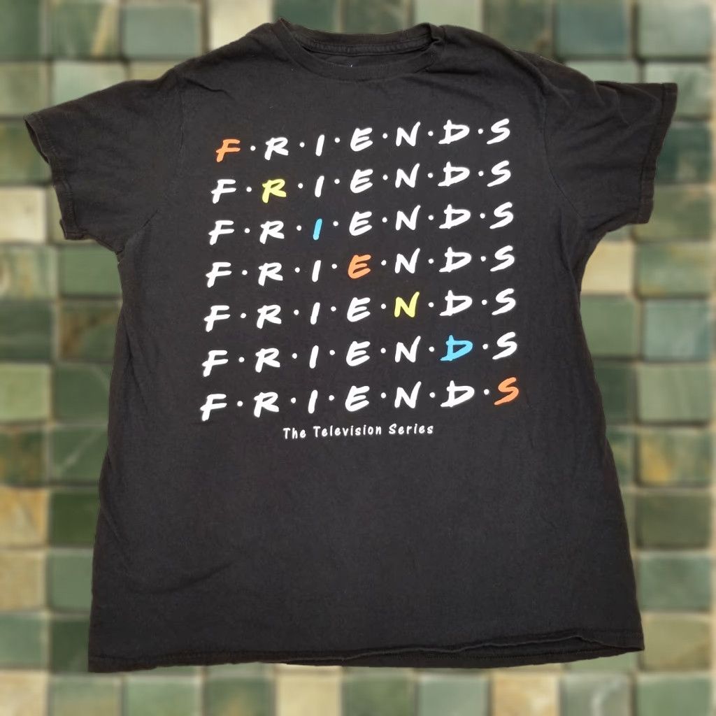 Vintage Friends TEE Women Medium 38/40 Black Short Sleeve Crewneck 90s Logo Casual Shirt Mens Girls Size 32" / US 10 / IT 46 - 1 Thumbnail