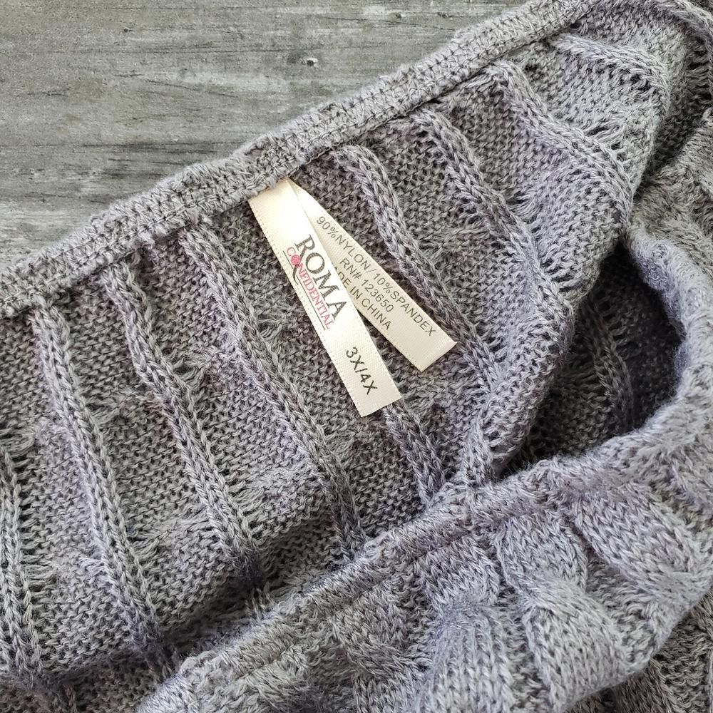 Designer Grey Cropped ROMA Off Shoulder Sweater Long Sleeve Size M / US 6-8 / IT 42-44 - 3 Thumbnail