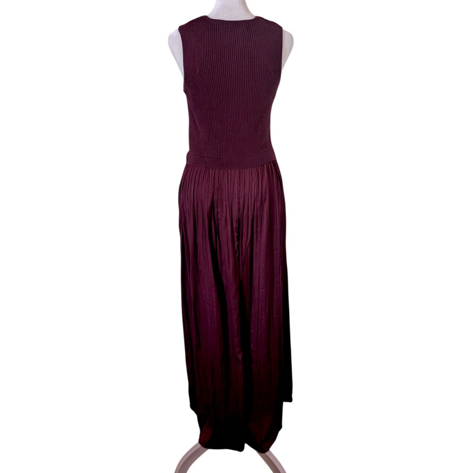 Other Taylor Twofer Burgundy Knit Satin Pleated Maxi Dress S Size S / US 4 / IT 40 - 4 Thumbnail