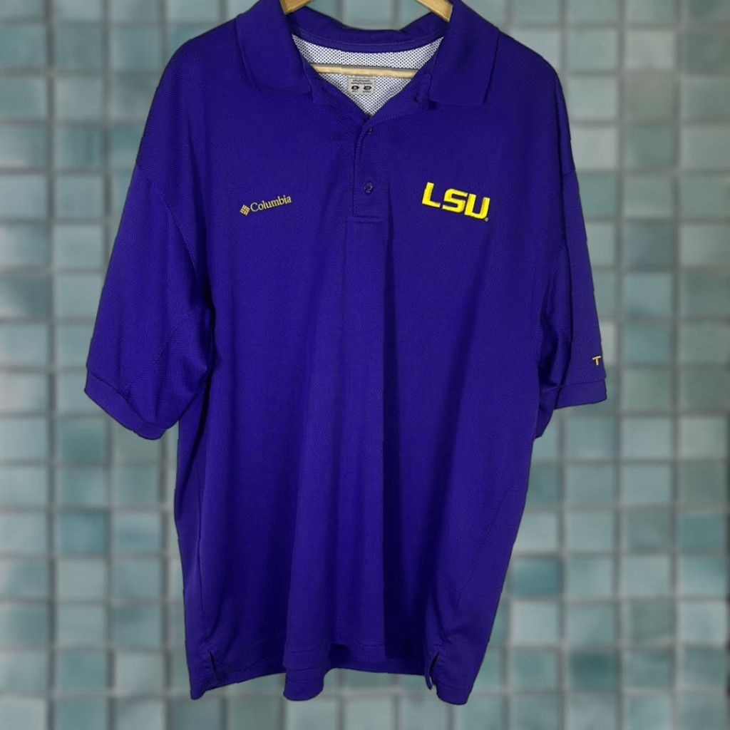 Vintage VINTAGE LSU Tigers Columbia PFG Purple Polo Shirt Mens XL Omni Shade Snags Size US XL / EU 56 / 4 - 1 Thumbnail