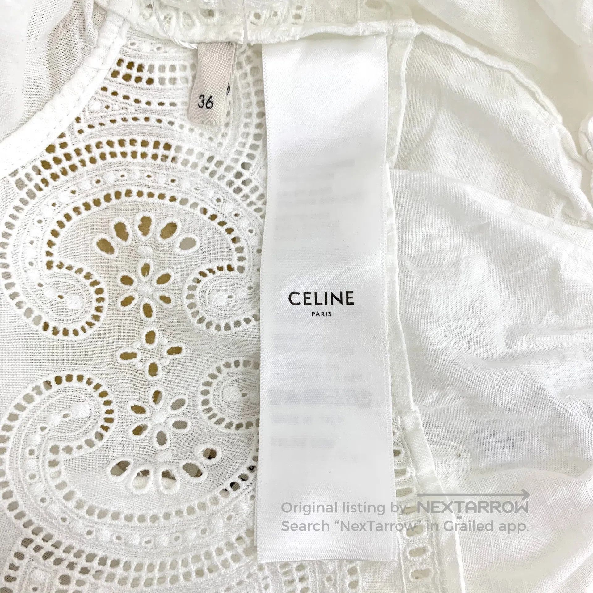 Celine CELINE White Triumph Arch Embroidered Cotton Reversible Co Size XS / US 0-2 / IT 36-38 - 6 Thumbnail