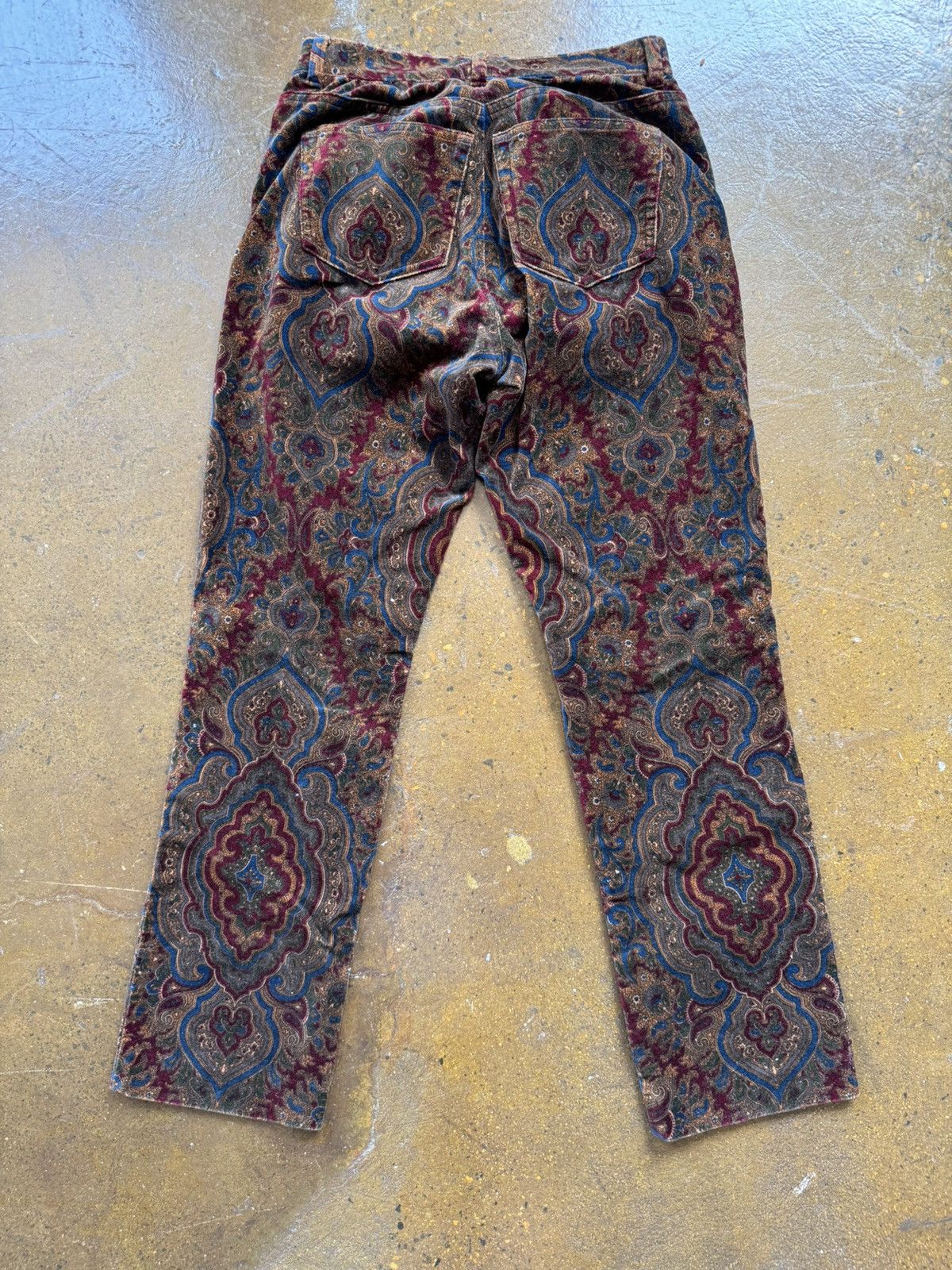 Vintage Brown and blue paisley print corduroy pants Size 24" / US 00 / IT 34 - 5 Thumbnail