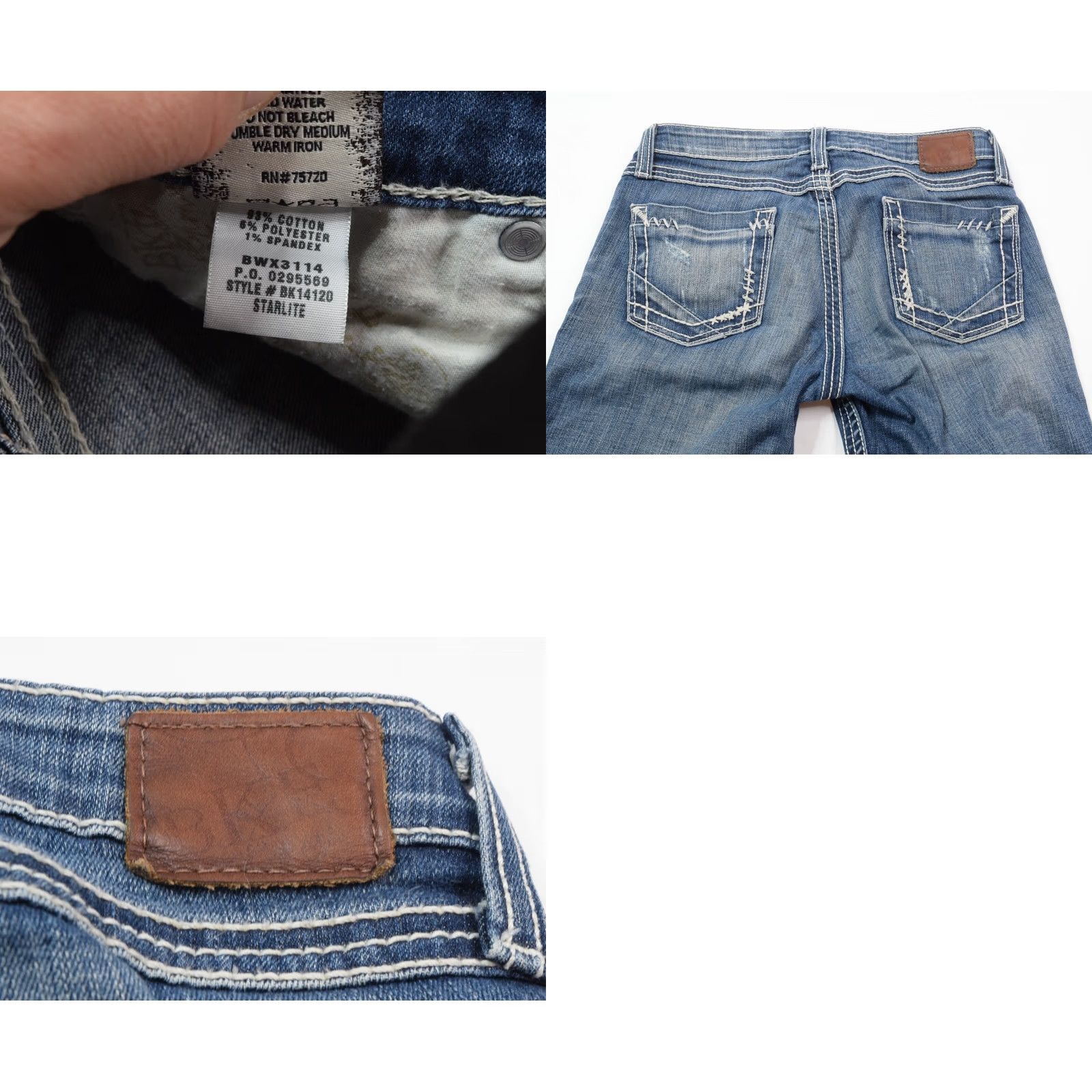 Vintage BKE Starlite Cropped Jeans Womens 27 Blue Slim Fit Low Rise Cotton Stretch Denim Jeans Size 27" / US 4 / IT 40 - 8 Thumbnail