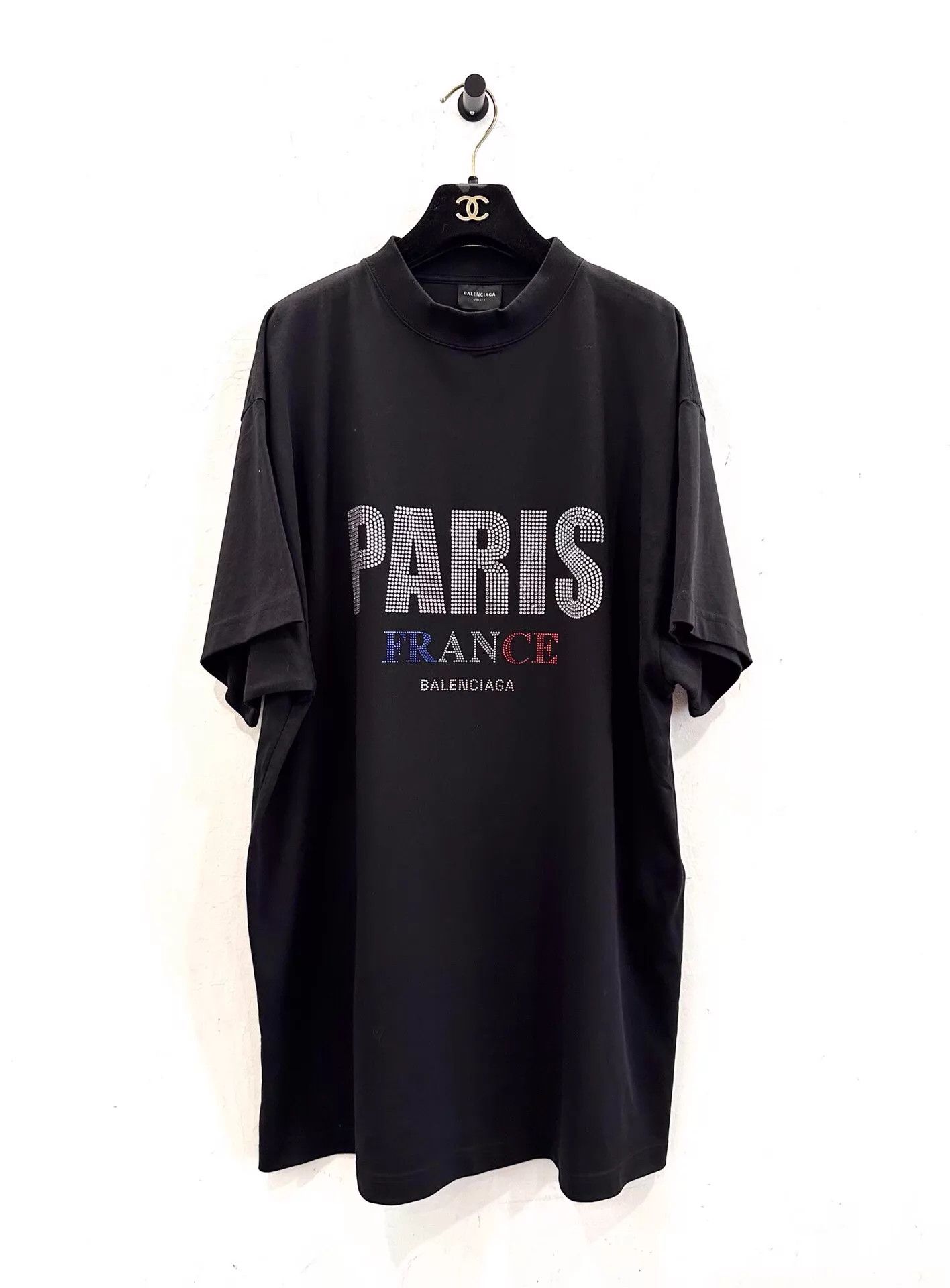 Balenciaga Balenciaga crystal Paris logo men's black s/s tee L Size US L / EU 52-54 / 3 - 1 Thumbnail