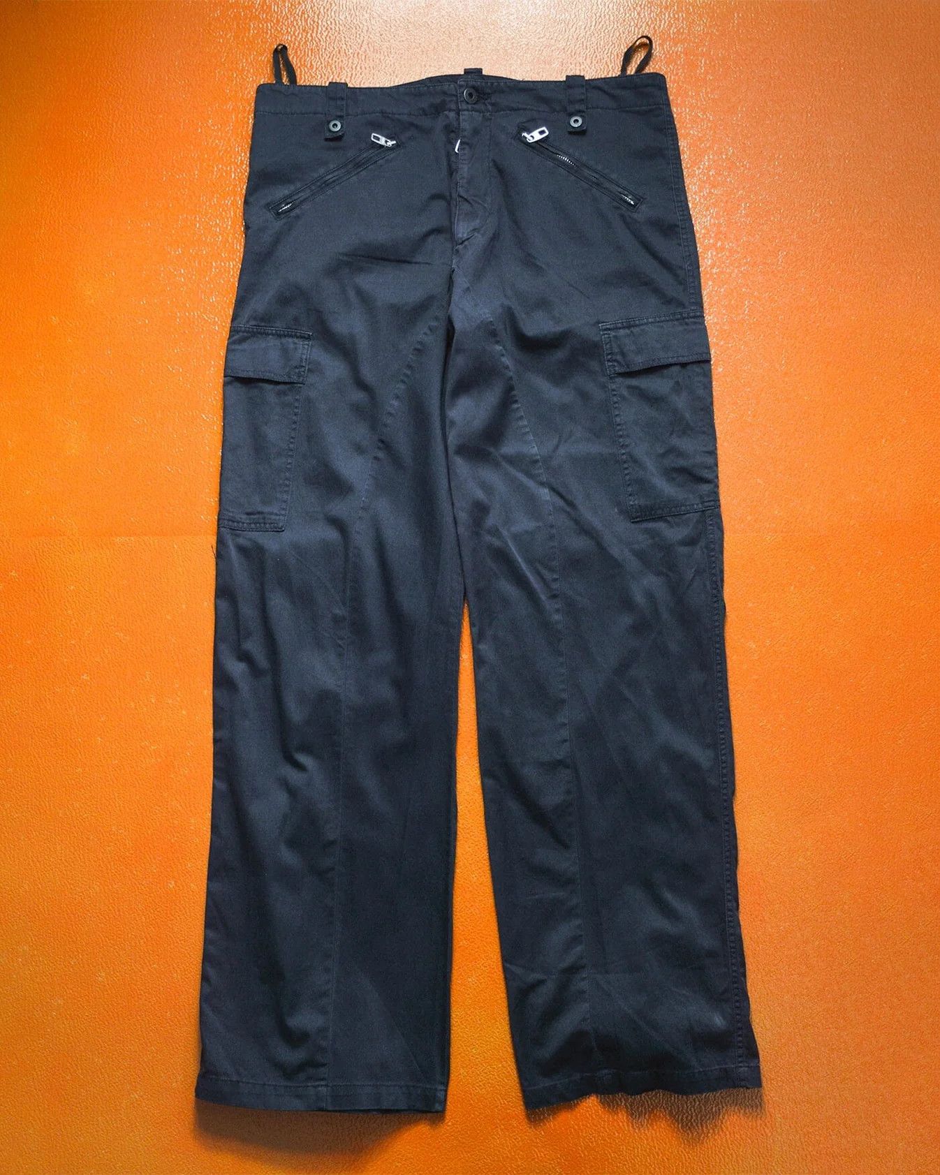 Griffin Panelled Zip Hem Gusset Wide Washed Navy Cargo Pants (34~36) Size US 36 / EU 52 - 2 Thumbnail