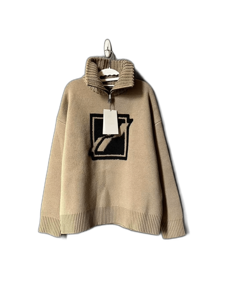 WE11DONE we11done half-zip knit sweater in beige-yf Size US S / EU 44-46 / 1 - 1 Thumbnail