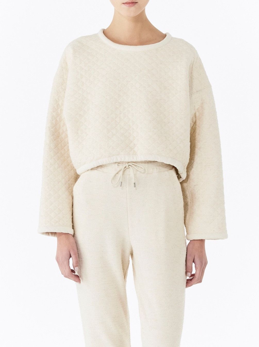 Loro Piana o1srvl11e0824 Tacna Cropped Sweatshirt in Off White Size XXL / US 16-18 / IT 52-54 - 3 Thumbnail