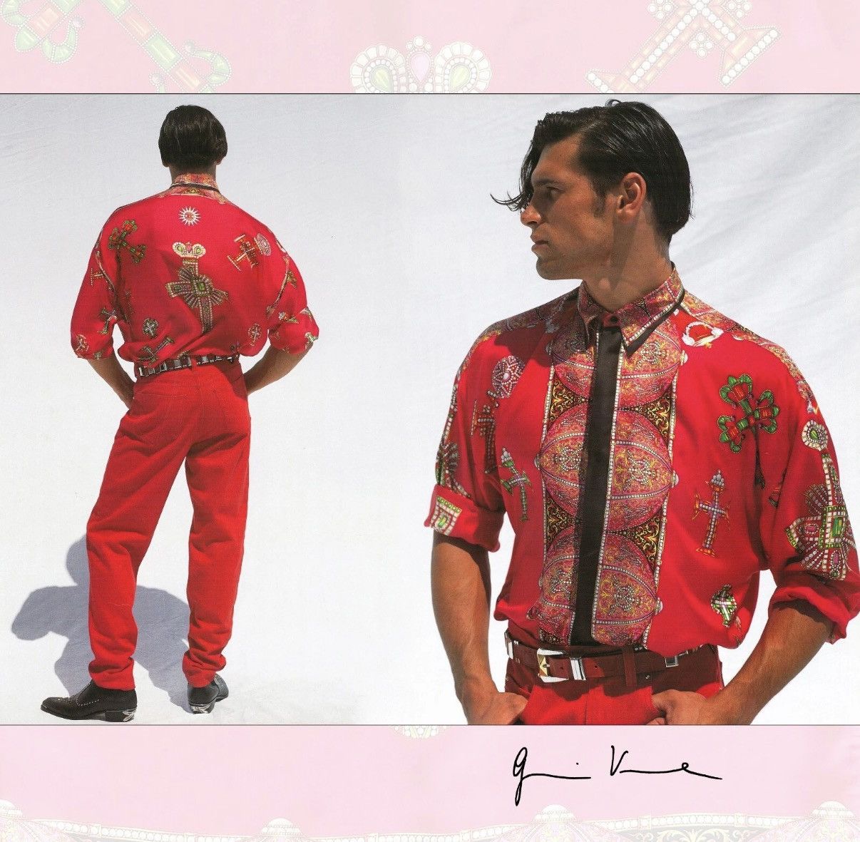 Versace GIANNI VERSACE Silk shirt Le Croci print IT 48 S/S 1992 Size US M / EU 48-50 / 2 - 1 Thumbnail