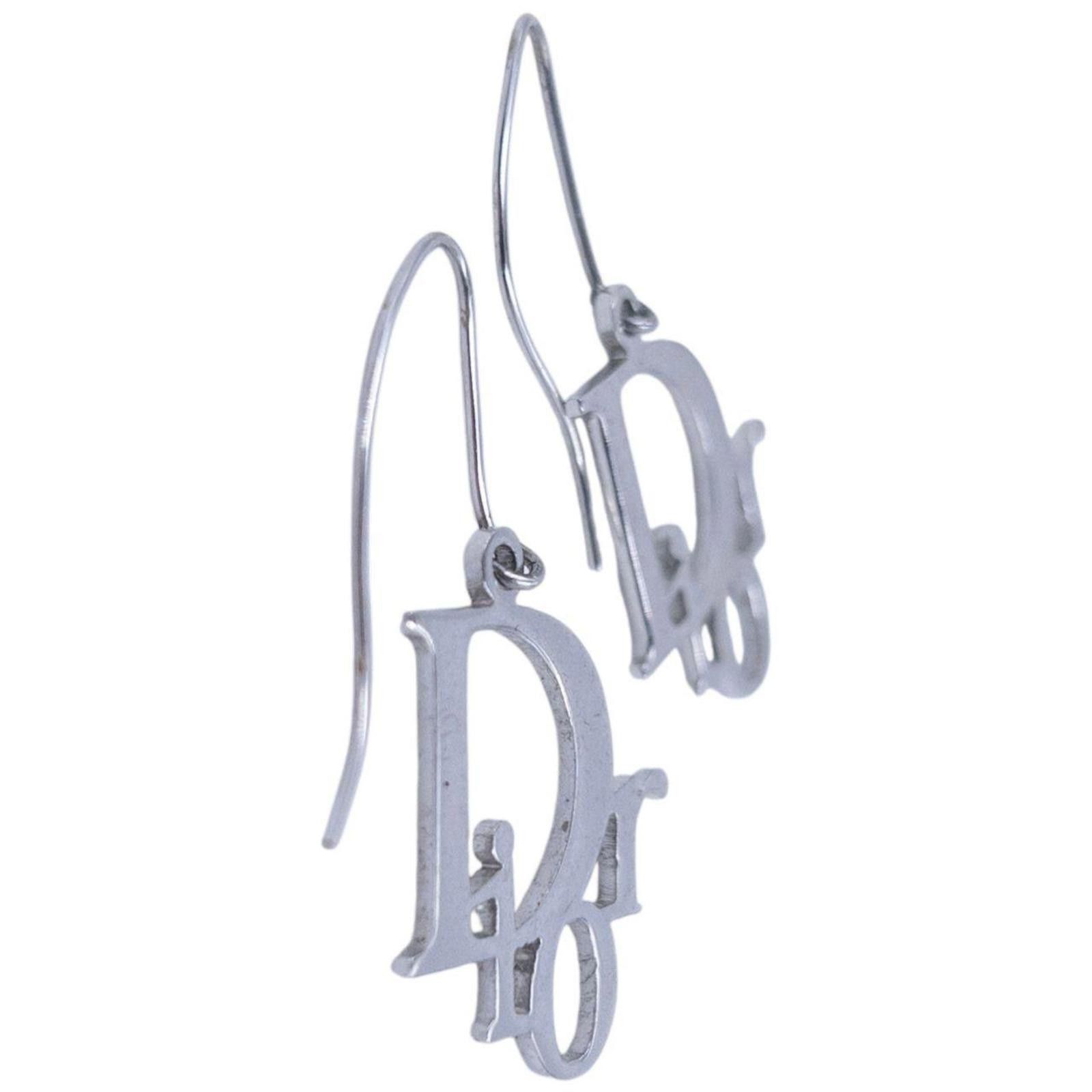 Dior Vintage 2000s Dior Silver Logo Earrings Size ONE SIZE - 4 Thumbnail