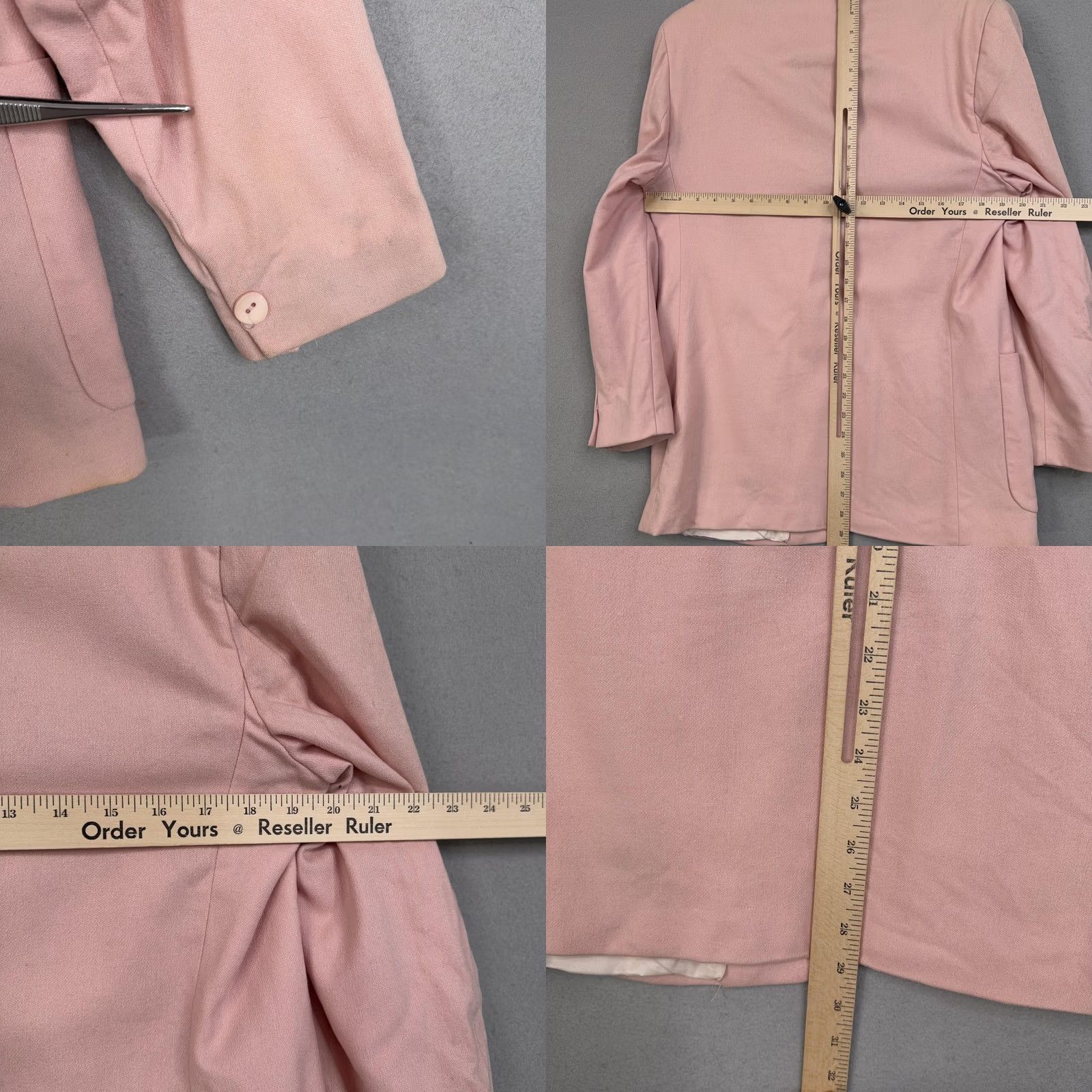 Nordstrom Nordstrom Blazer Womens M Pink Merino Wool Crest Patch One-Button Notch Lapel Long Sleeve Tailored Lined Dressy Business Workwear Size M / US 6-8 / IT 42-44 - 8 Thumbnail