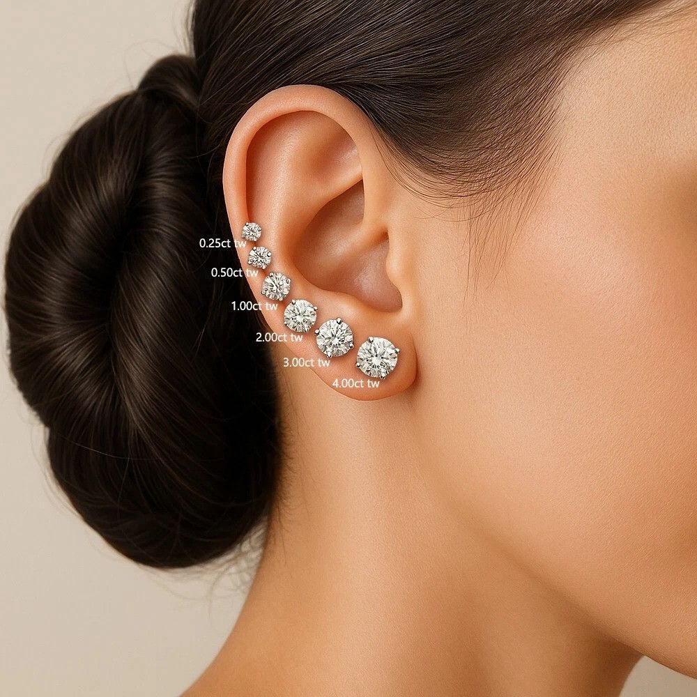 Other 0.25ct Lab Grown Diamond Round Earrings in 14k White Gold Size ONE SIZE - 4 Thumbnail