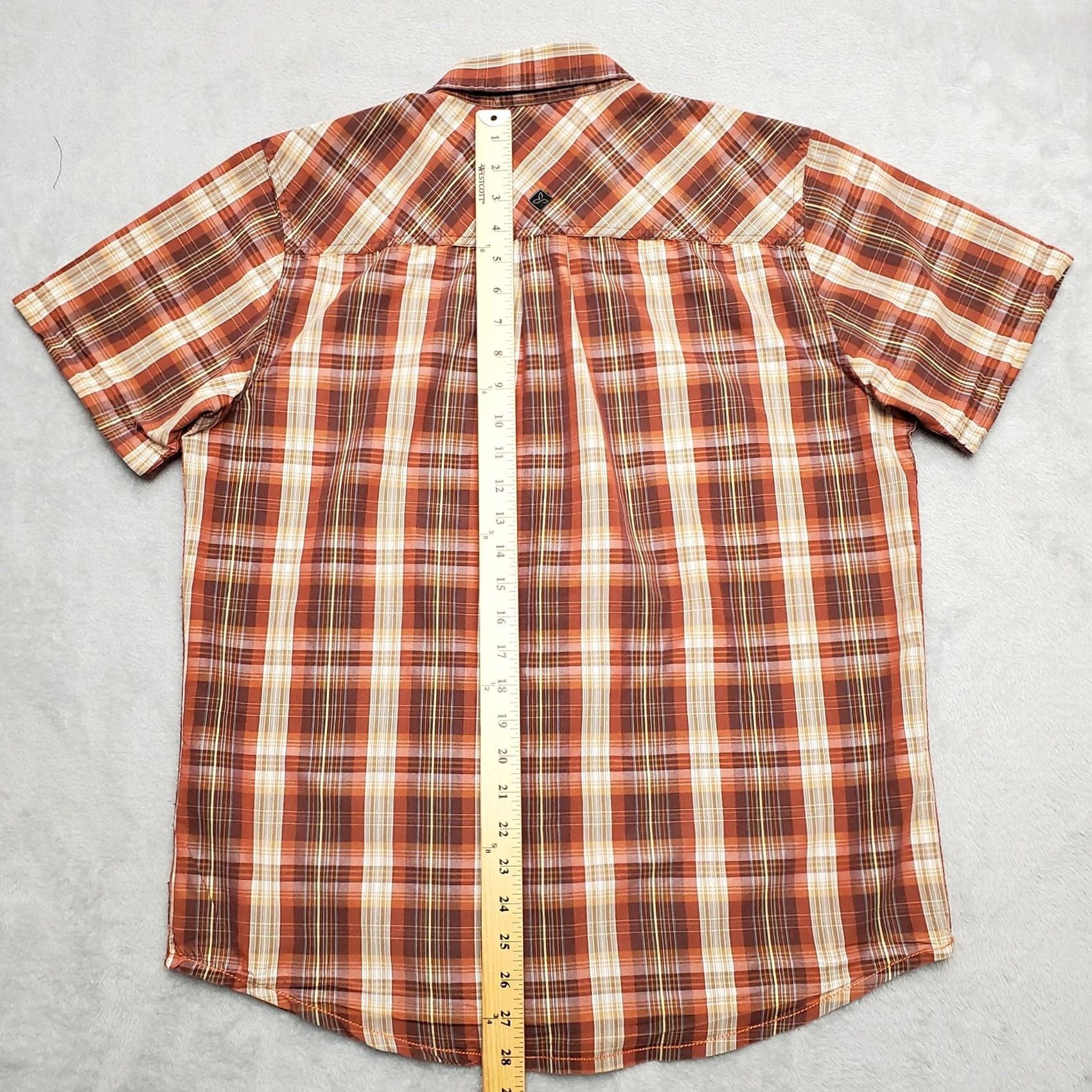 Prana Prana Shirt Mens L Brown Plaid Organic Cotton Blend Western Outdoor Casual Button-Up Short Sleeve Collared Pockets Size US L / EU 52-54 / 3 - 6 Thumbnail
