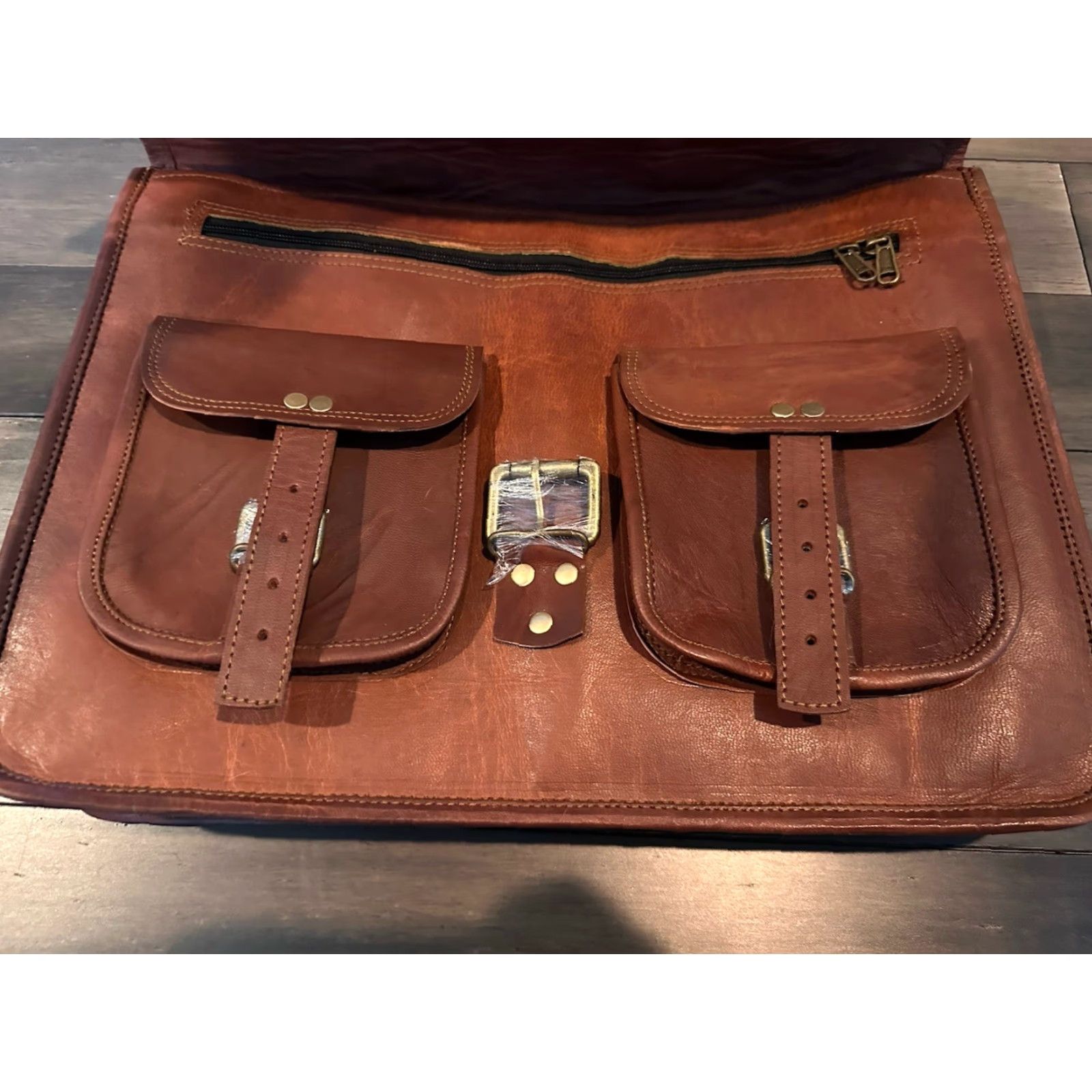 Vintage VINTAGE Cuero Leather Messenger Bag 17" – Laptop Work Bag, Men, Large, Brown, Leather, Adjustable Strap, 18in Width, 13in Height, 5.5in Depth Size ONE SIZE - 3 Thumbnail
