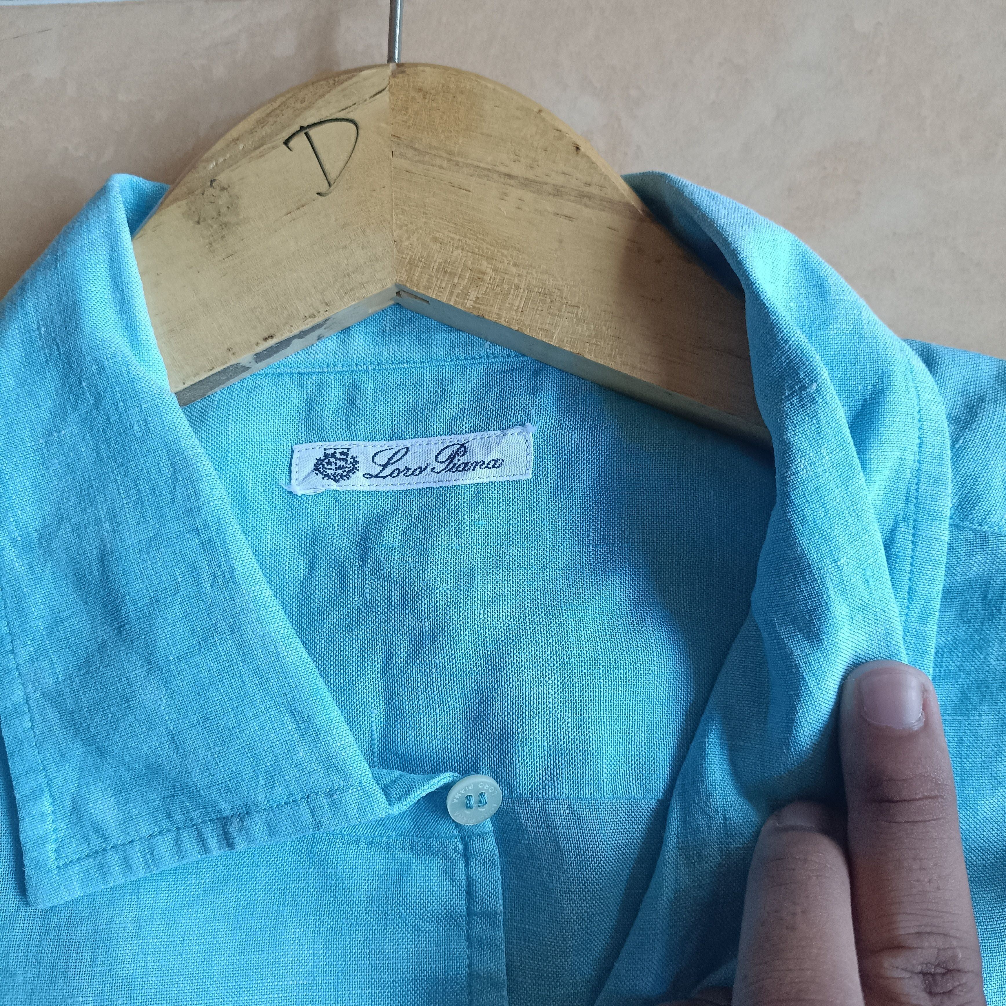 Loro Piana Loro Piana Lino Flax Ocean Blue Shirt Size US L / EU 52-54 / 3 - 6 Thumbnail