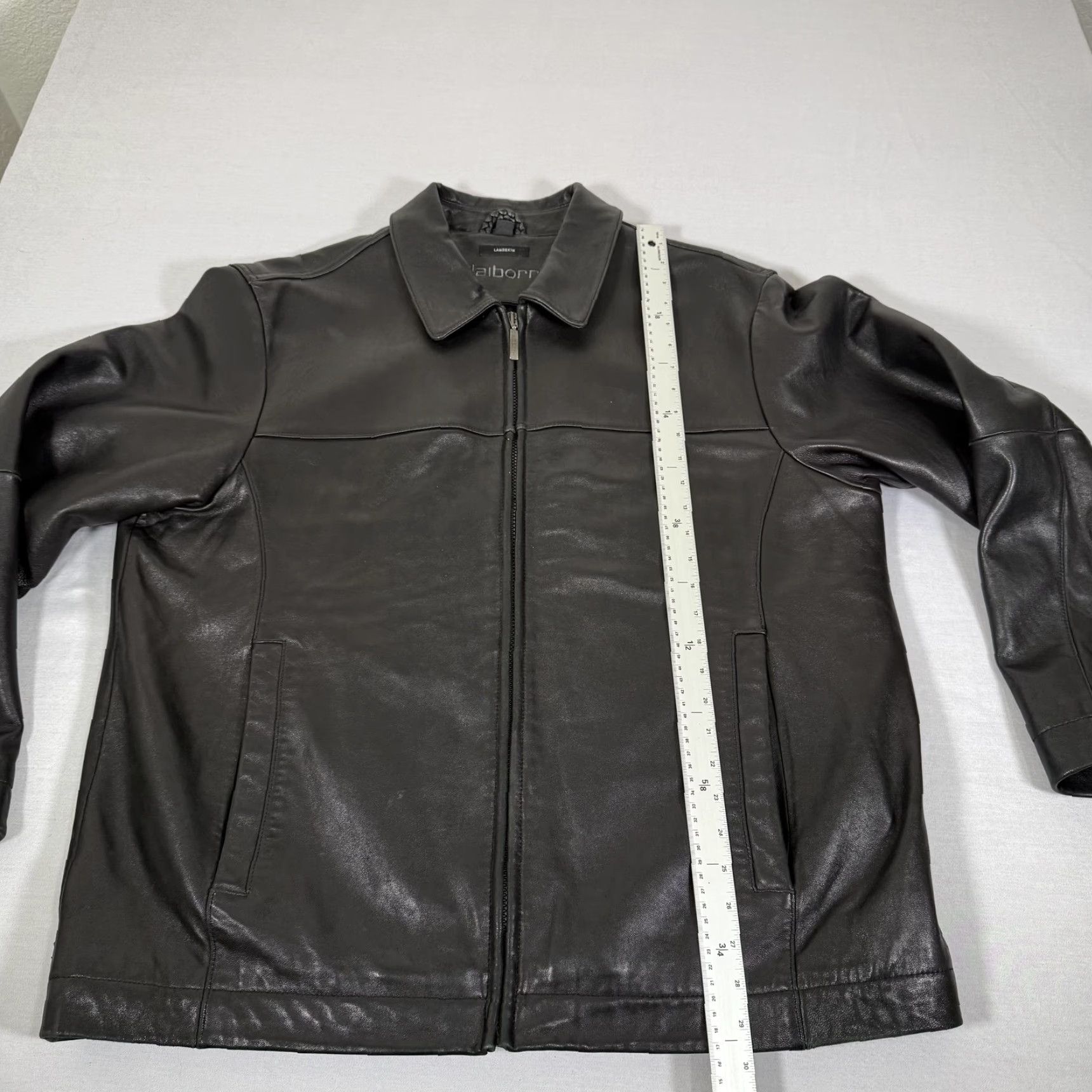 Liz Claiborne VINTAGE Claiborne Jacket Mens XL Black Lambskin Leather Zip Up Lined Pockets Collared Size US XL / EU 56 / 4 - 4 Thumbnail