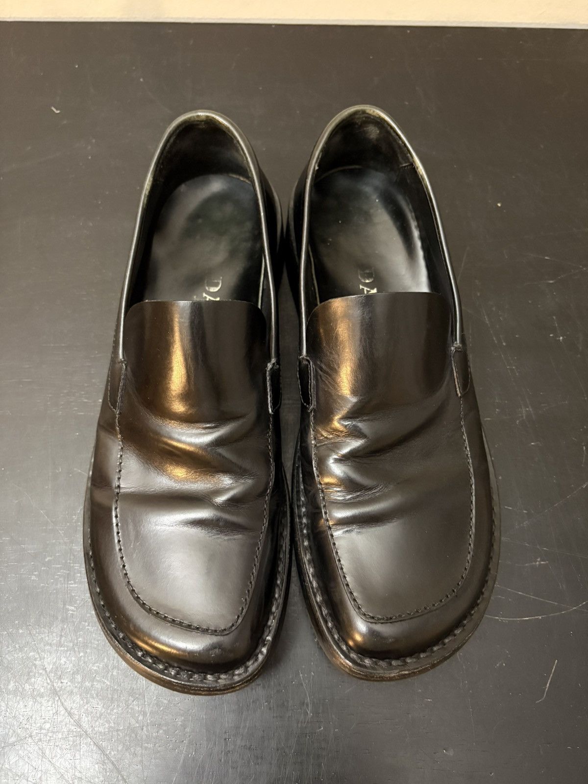 Prada Prada by Ilga Brushed Leather Derby Loafers Black Size US 6 / EU 39 - 2 Thumbnail