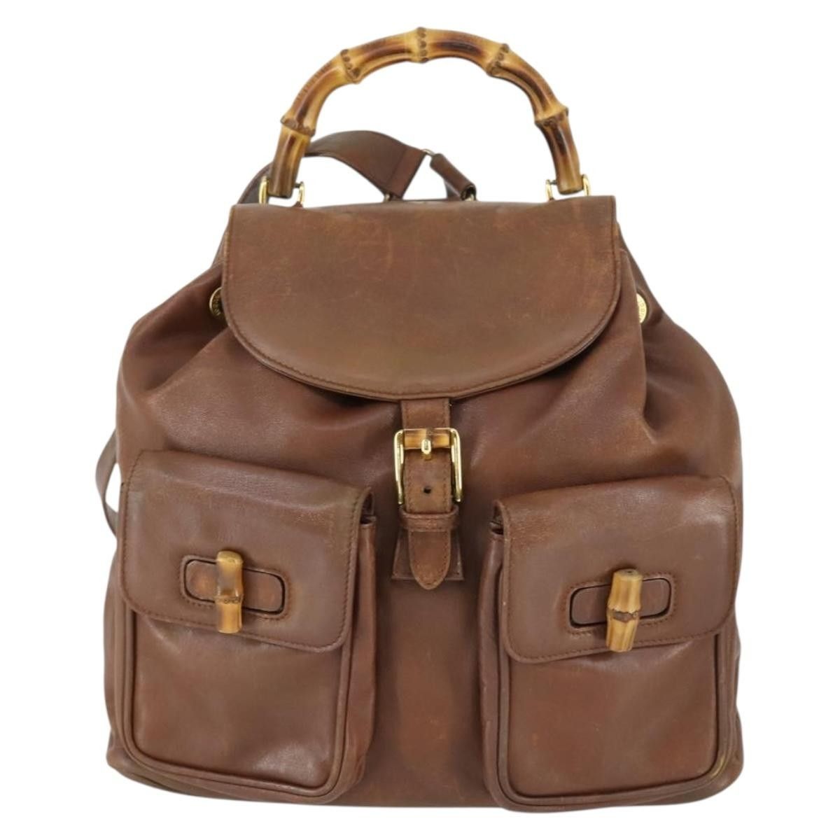 Gucci Gucci Vintage Bamboo Backpack Leather Size ONE SIZE - 1 Thumbnail