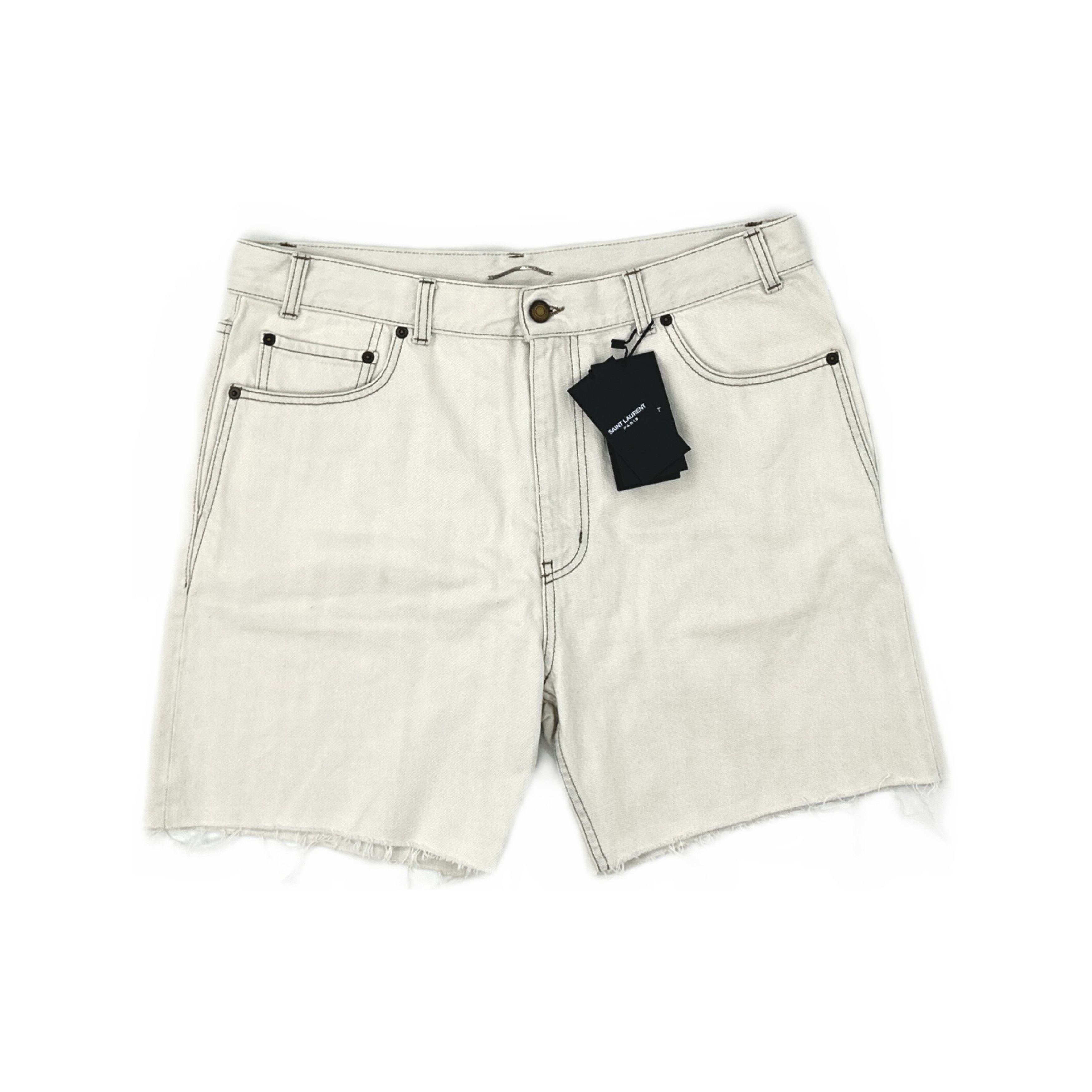 Saint Laurent Paris Saint Laurent Off-White Denim Shorts Size 30 Size US 30 / EU 46 - 1 Thumbnail