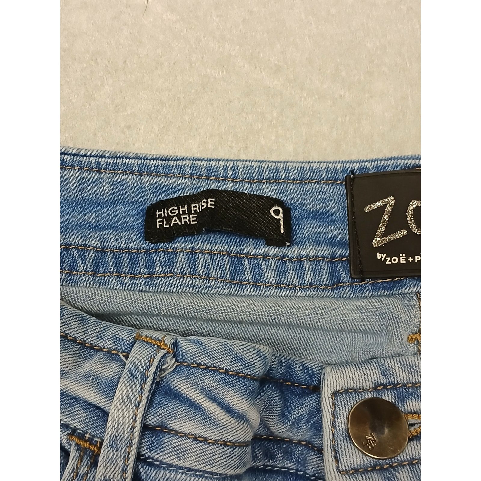 Other Zoe (9) Cotton Blend High Rise Flare Blue Denim Jeans Size 26" / US 2 / IT 38 - 6 Thumbnail