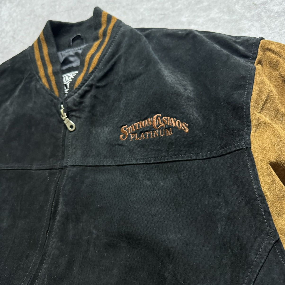 Vintage Sunset Station Platinum Lucky Leather co Varsity Jacket Size US L / EU 52-54 / 3 - 2 Thumbnail