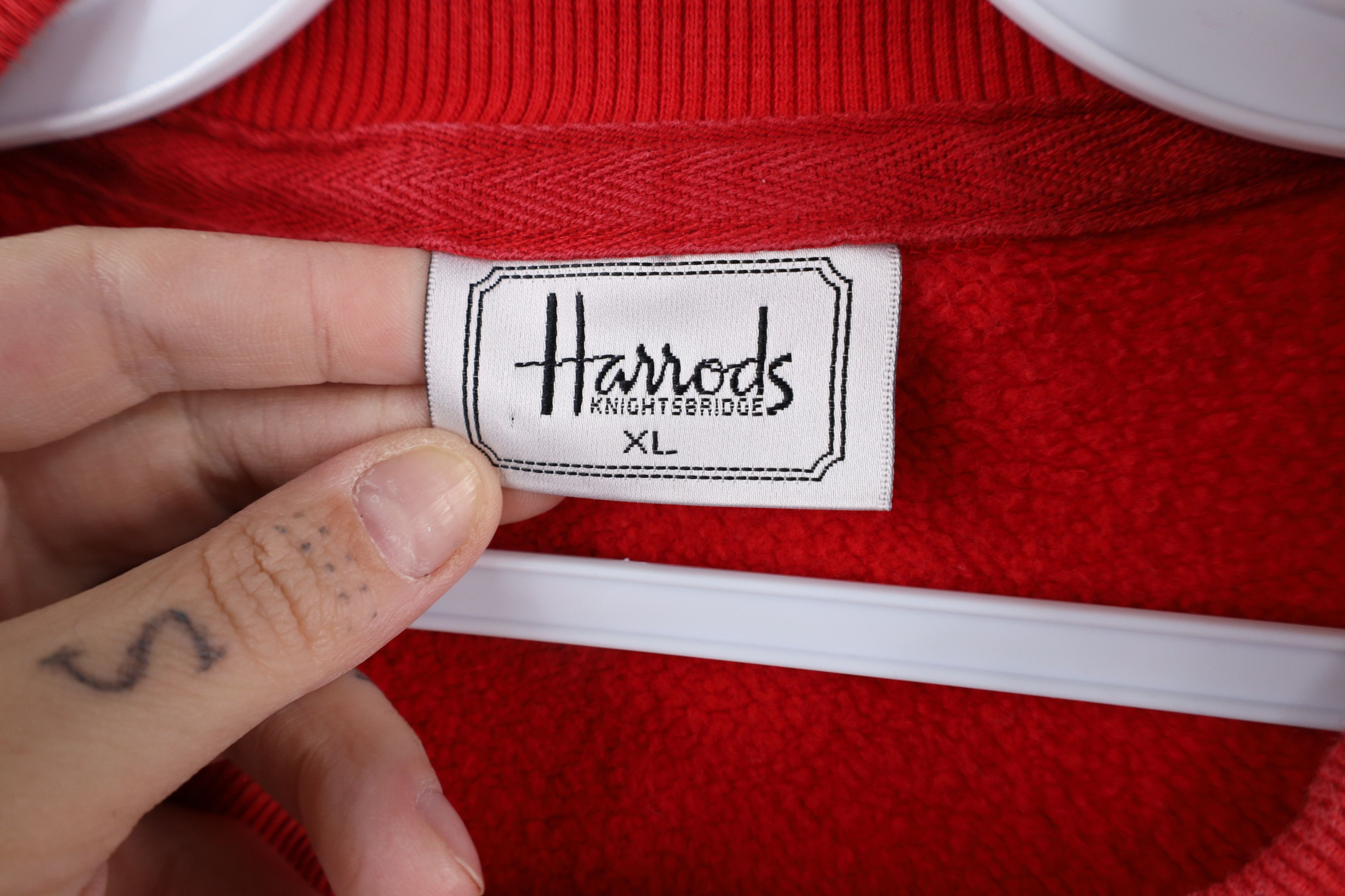 Vintage Vintage 90s Harrods London Spell Out Crewneck Sweatshirt Red Size US XL / EU 56 / 4 - 9 Thumbnail