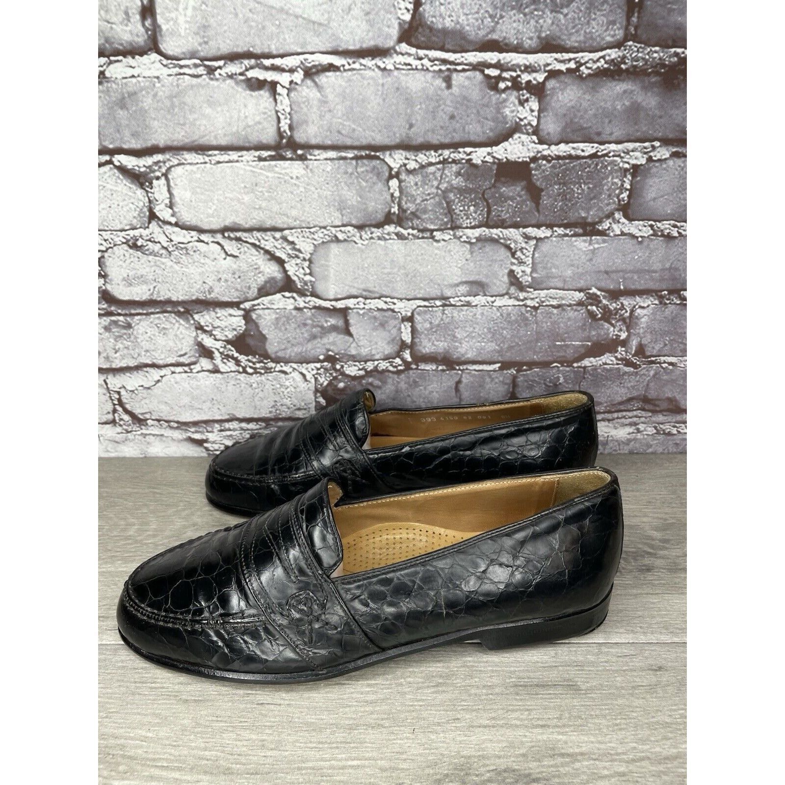 Other Cable & Co. Black Leather Croc Penny Loafers Dress Shoes Men Size US 9.5 / EU 42-43 - 6 Thumbnail