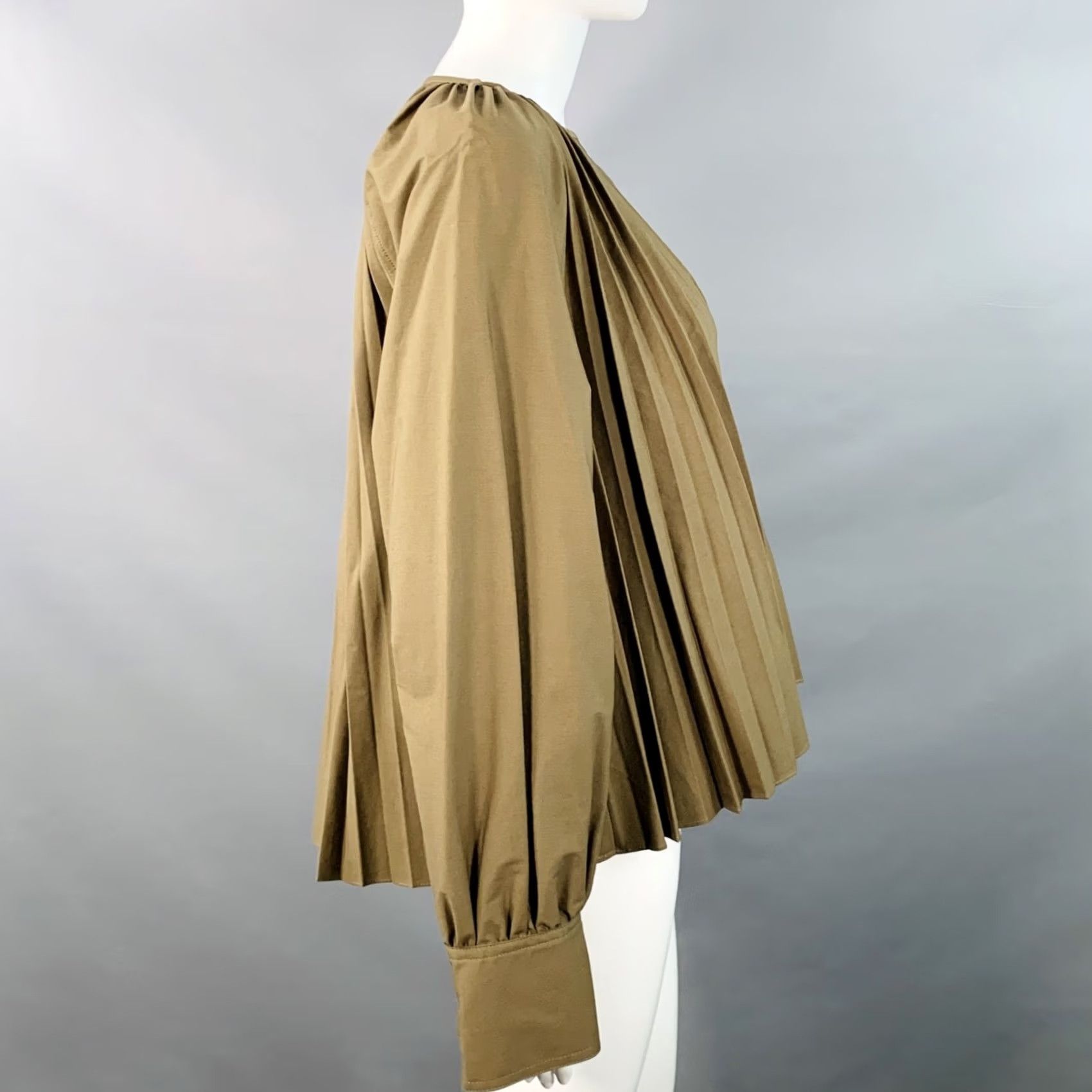 Proenza Schouler PROENZA SCHOULER Blouse V-Neck Monica Brown Cotton Blend Pleated Size 6 Womens Size M / US 6-8 / IT 42-44 - 2 Thumbnail