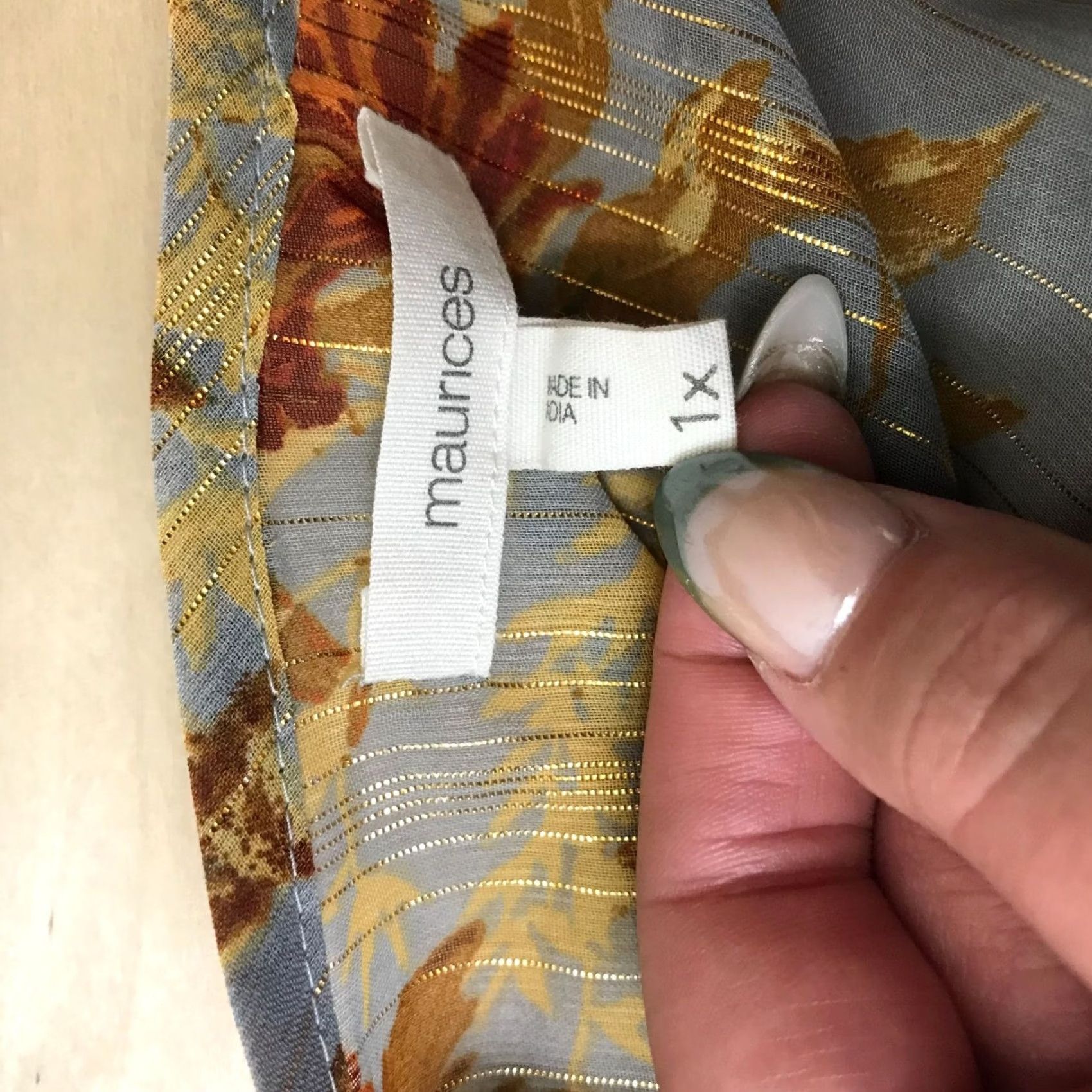Vintage MAURICES Womens 1X GREY FLORAL LONG SLEEVE ROUND NECK POLYESTER BLEND TOP Size XL / US 12-14 / IT 48-50 - 7 Thumbnail