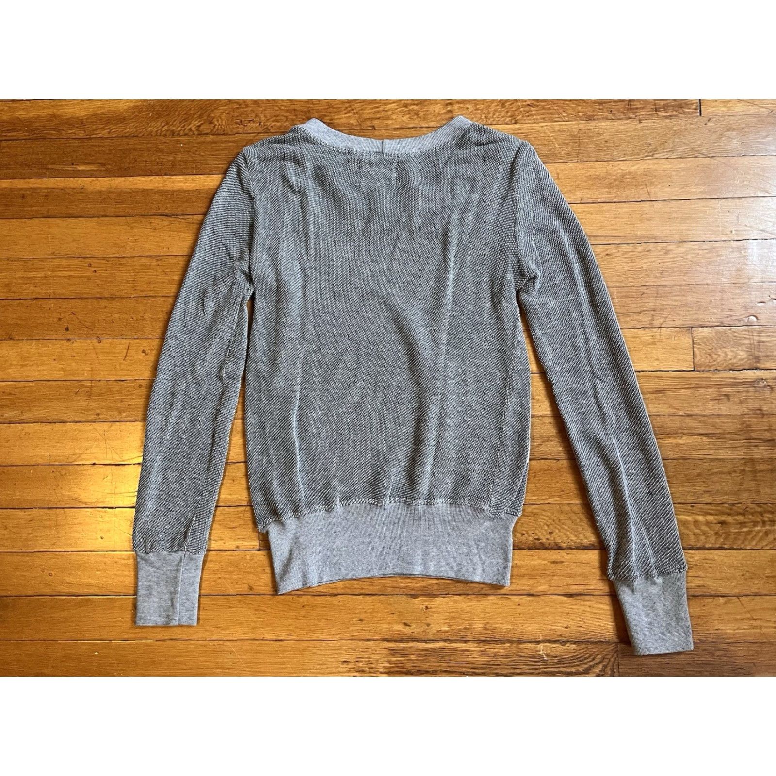 MONROW Monrow Textured Sweater Womens M Grey Circular Front Cut Out Pullover Knit Casual Womens Modern Classic Fall Winter Size M / US 6-8 / IT 42-44 - 7 Thumbnail
