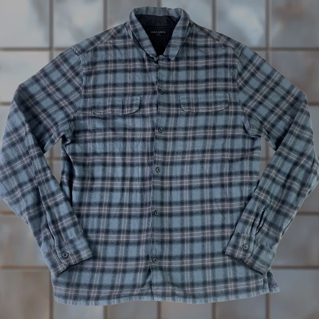 Allsaints AllSaints Shirt Mens Large Blue Plaid Button Up Long Sleeve Collared Size US L / EU 52-54 / 3 - 1 Thumbnail