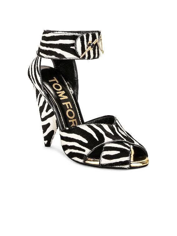 Tom Ford o1loc1c0924 W3329 Hi Heel Sandals in Black White Size US 9 / IT 39 - 5 Thumbnail