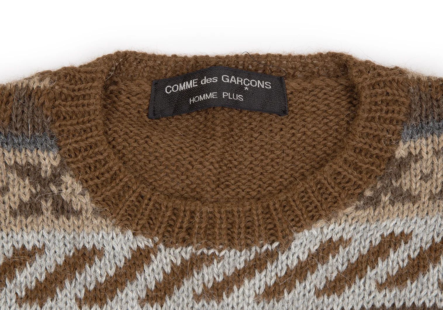Comme des Garcons Homme Plus Sleep Number Print Wool Knit Sweater in Brown Size M Size US M / EU 48-50 / 2 - 3 Thumbnail