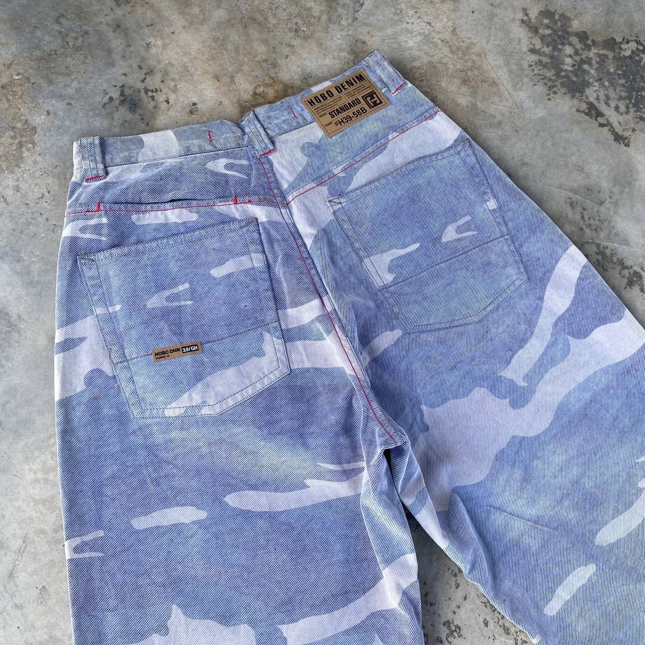 Hobo HOBO DENIM Vintage 90s Wide Leg Blue Camo Skate Pants Baggy Size US 30 / EU 46 - 15 Thumbnail