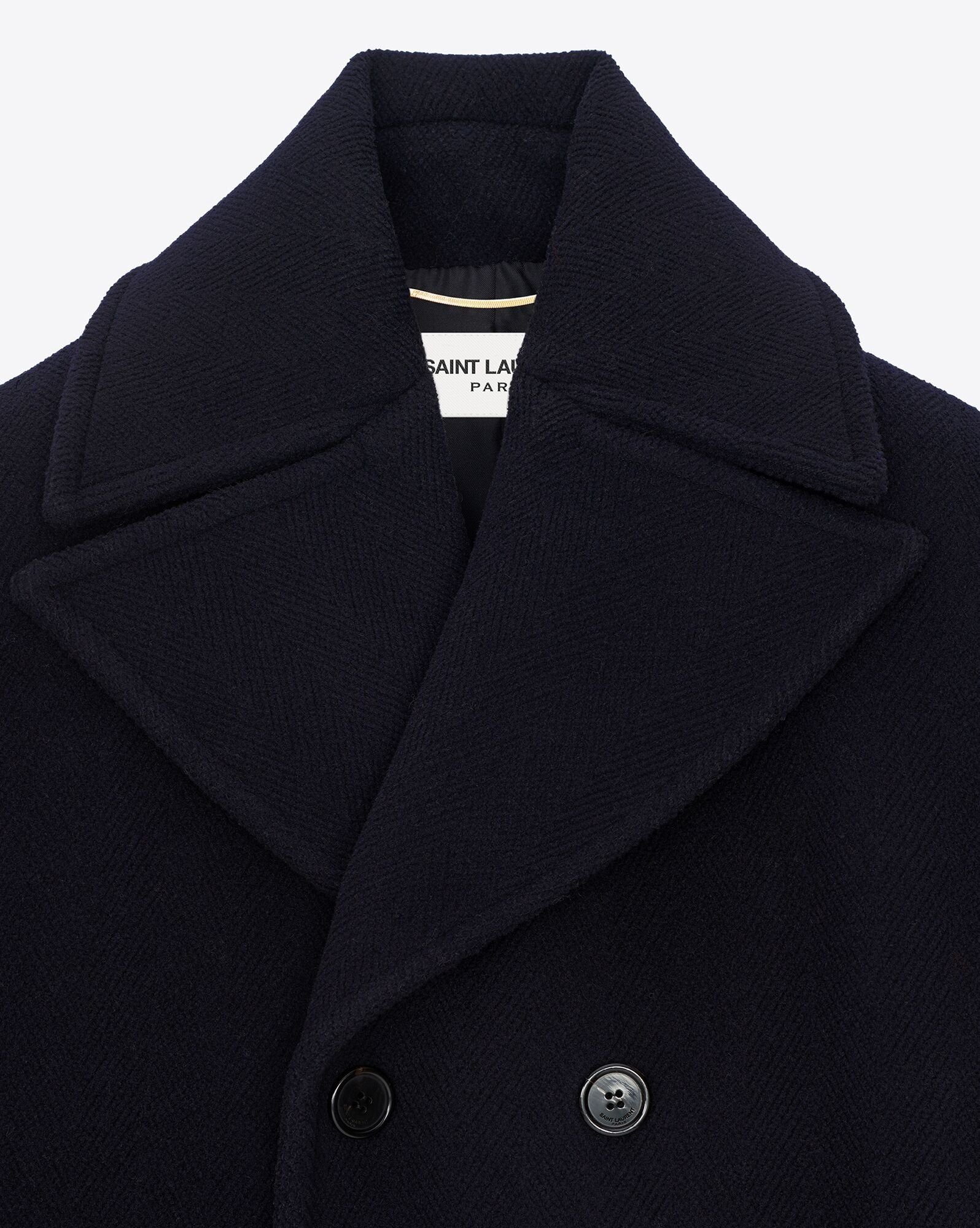 Saint Laurent Paris o1s1wg110125 720194 Oversized Peacoat Chevron Wool in Navy Size M / US 6-8 / IT 42-44 - 4 Thumbnail