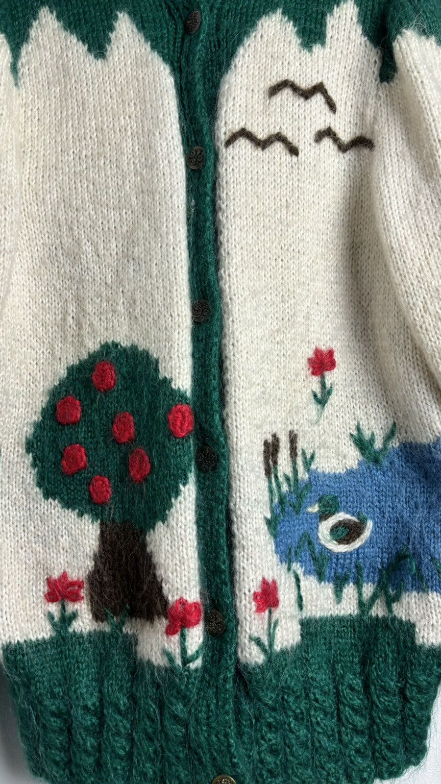 Handmade Vintage Mohair Pond Life Knitted Cardigan Size ONE SIZE - 3 Thumbnail