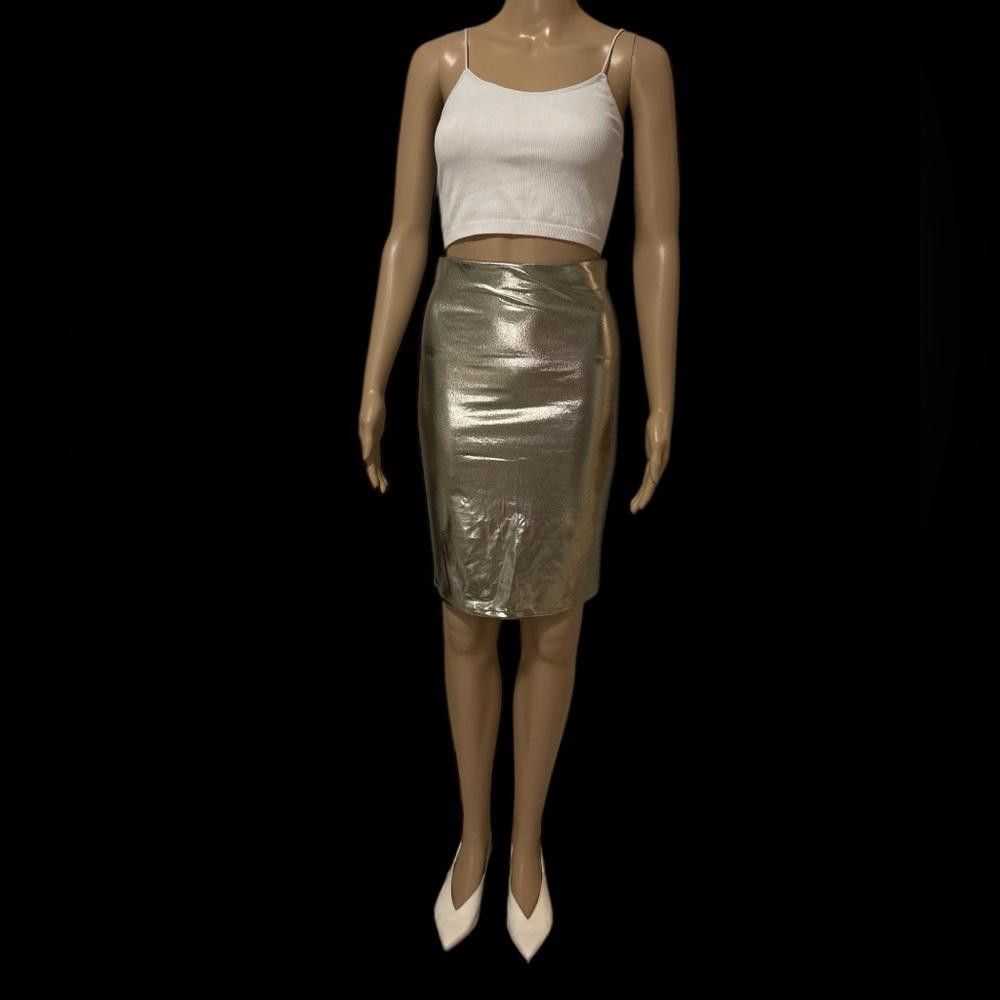 Forever 21 Gold Metallic Pencil Skirt Size 28" / US 6 / IT 42 - 1 Thumbnail
