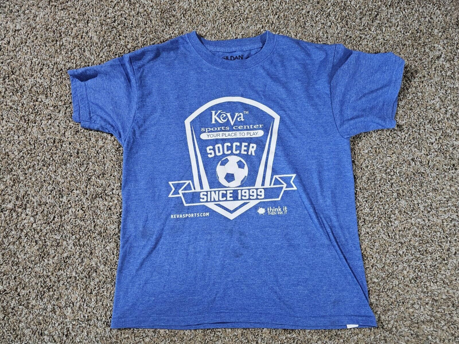 Gildan keva soccer Sports complex tshirt Blue Kids L - Stains Size US XXS / EU 40 - 1 Thumbnail