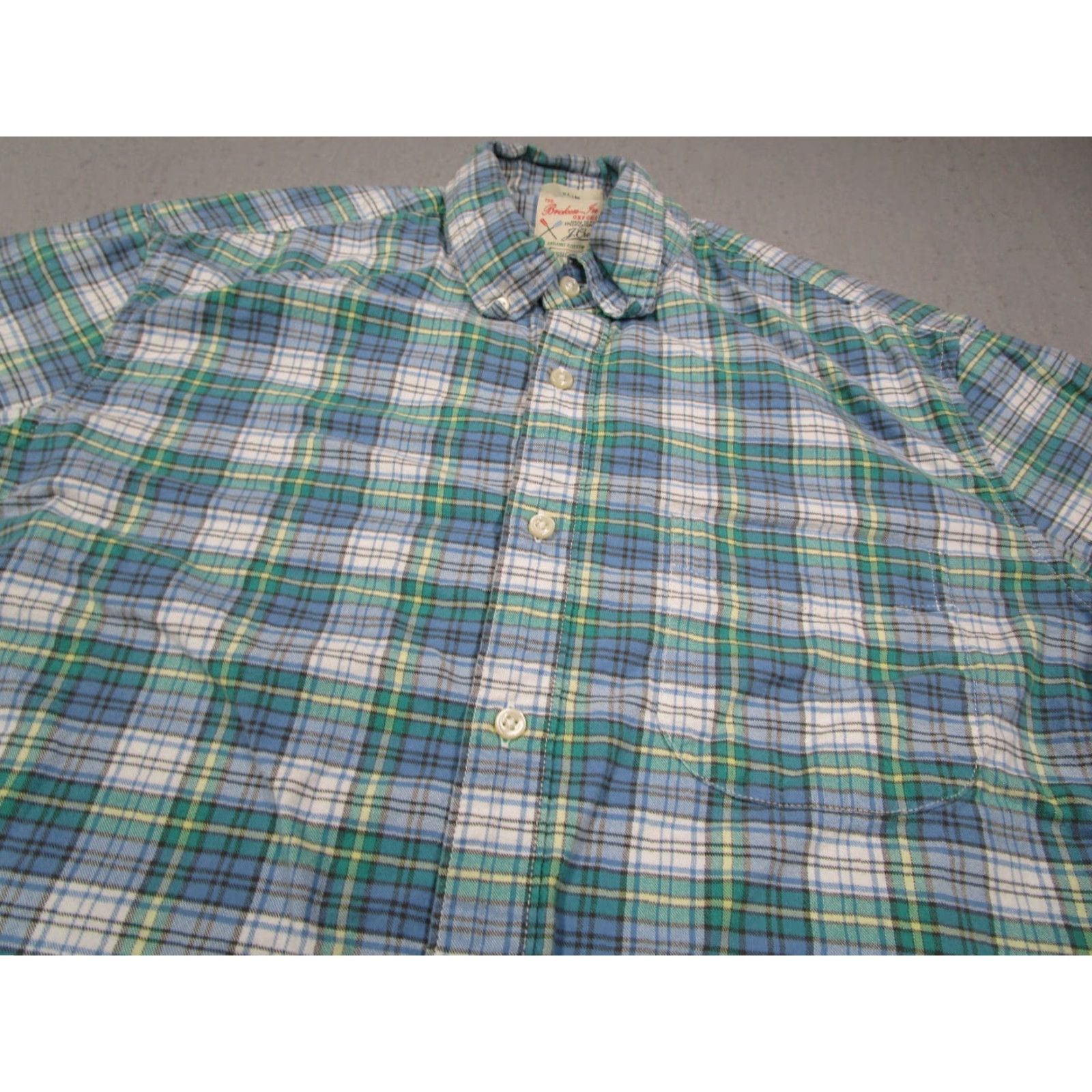 J.Crew VINTAGE J.CREW Men's Shirt Medium Blue Slim Fit Button Up Organic Oxford Plaid All Seasons Size US M / EU 48-50 / 2 - 2 Thumbnail