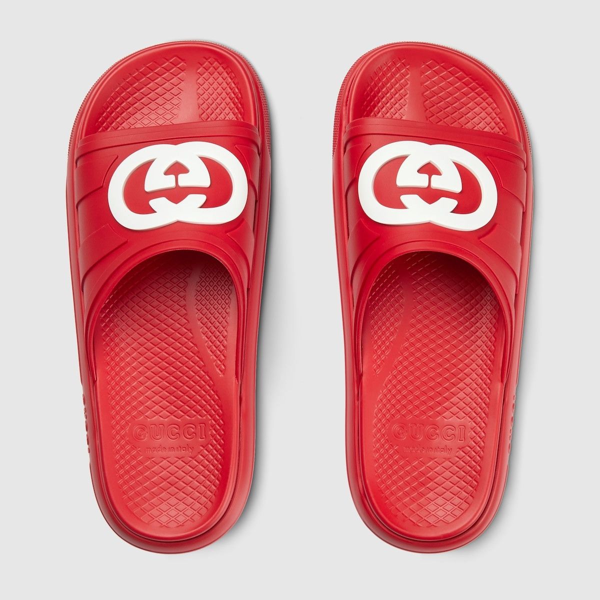 Gucci o1s1wg110125 Interlocking G Slides Sandals in Red Size US 11.5 / EU 44-45 - 5 Thumbnail