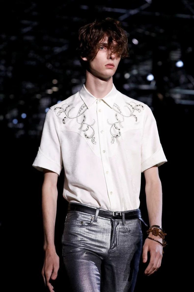 Saint Laurent Paris Saint Laurent Paris Carved embroidery shirt short sleeved-2 Size US M / EU 48-50 / 2 - 7 Thumbnail