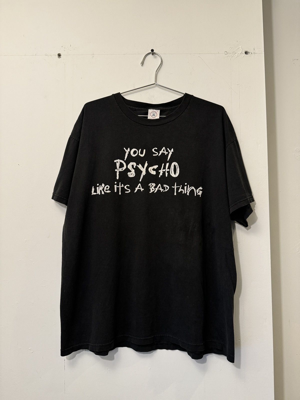 image of Humor x Vintage Faded Crazy Psycho Tee Shirt XL in Black, Men's